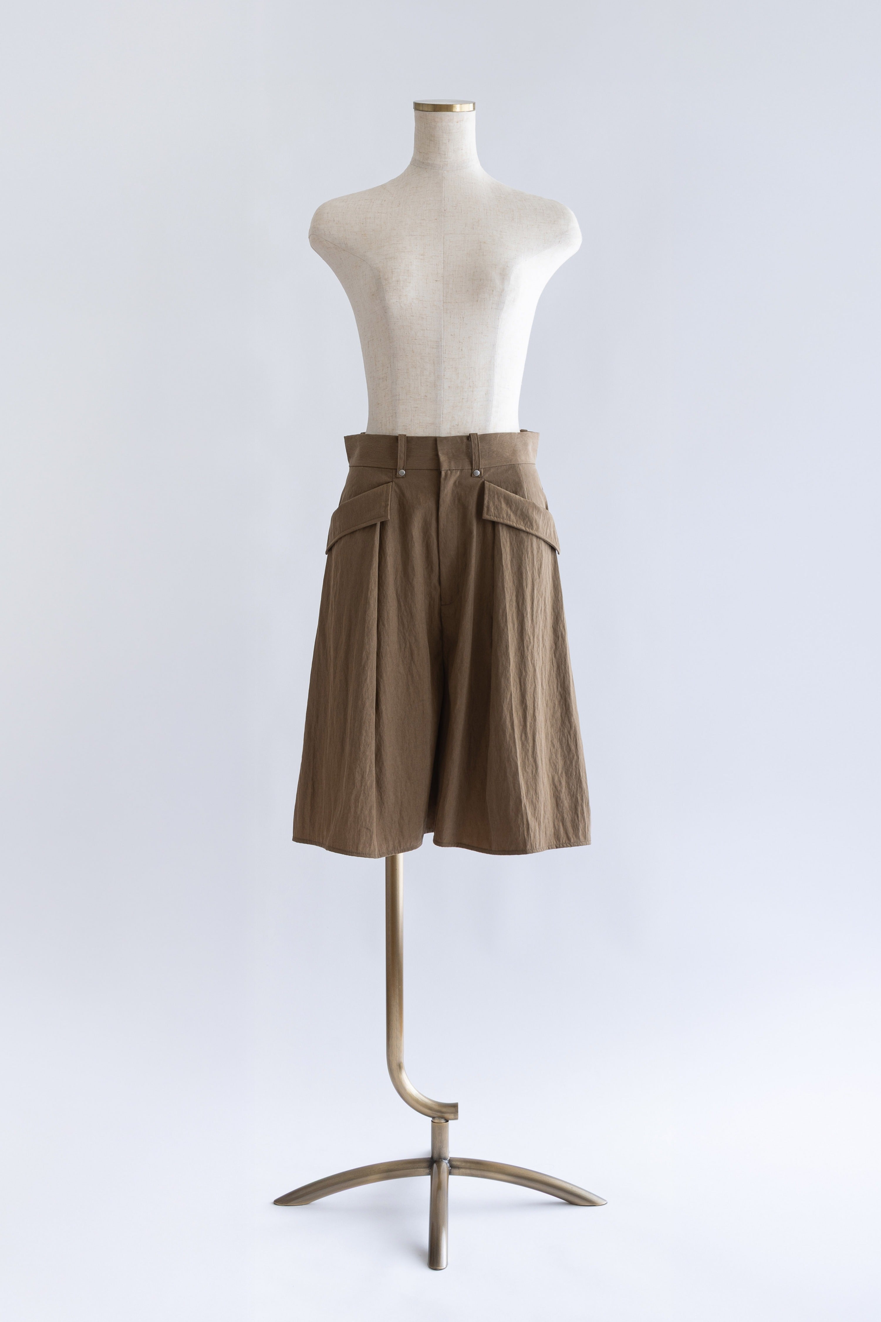 Structured Pocket Flare Shorts キャメル