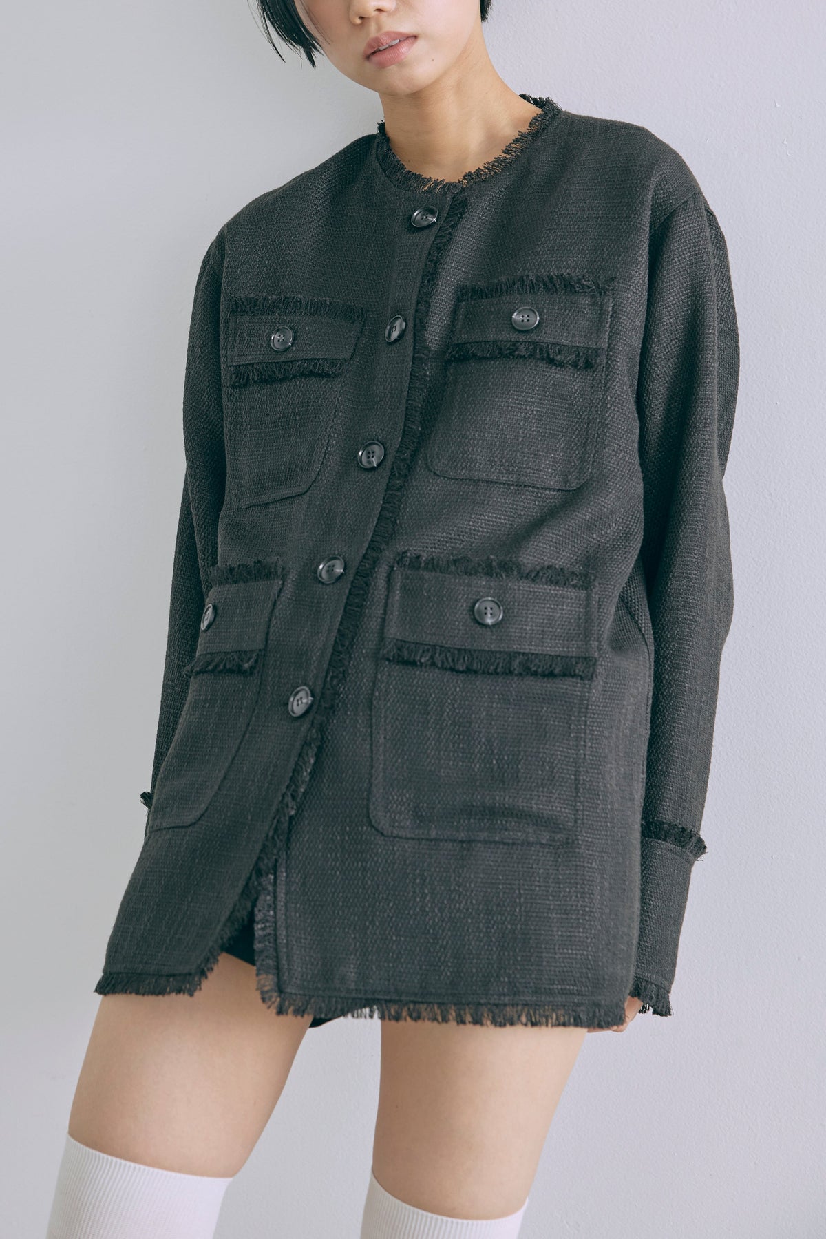 【Ceremony】Classic Tweed Over Jacket ブラック