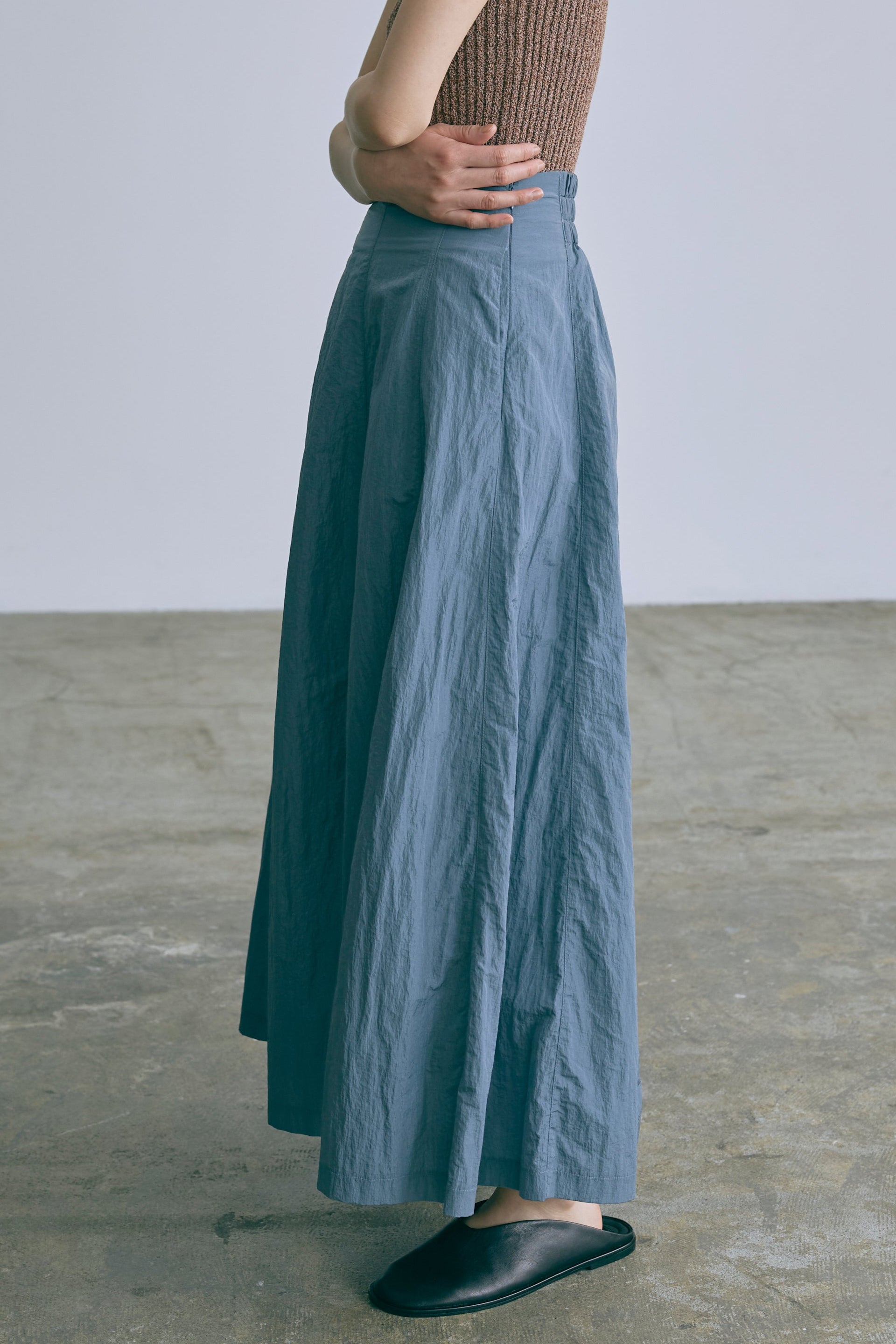 Nylon Taffeta Flared Skirt