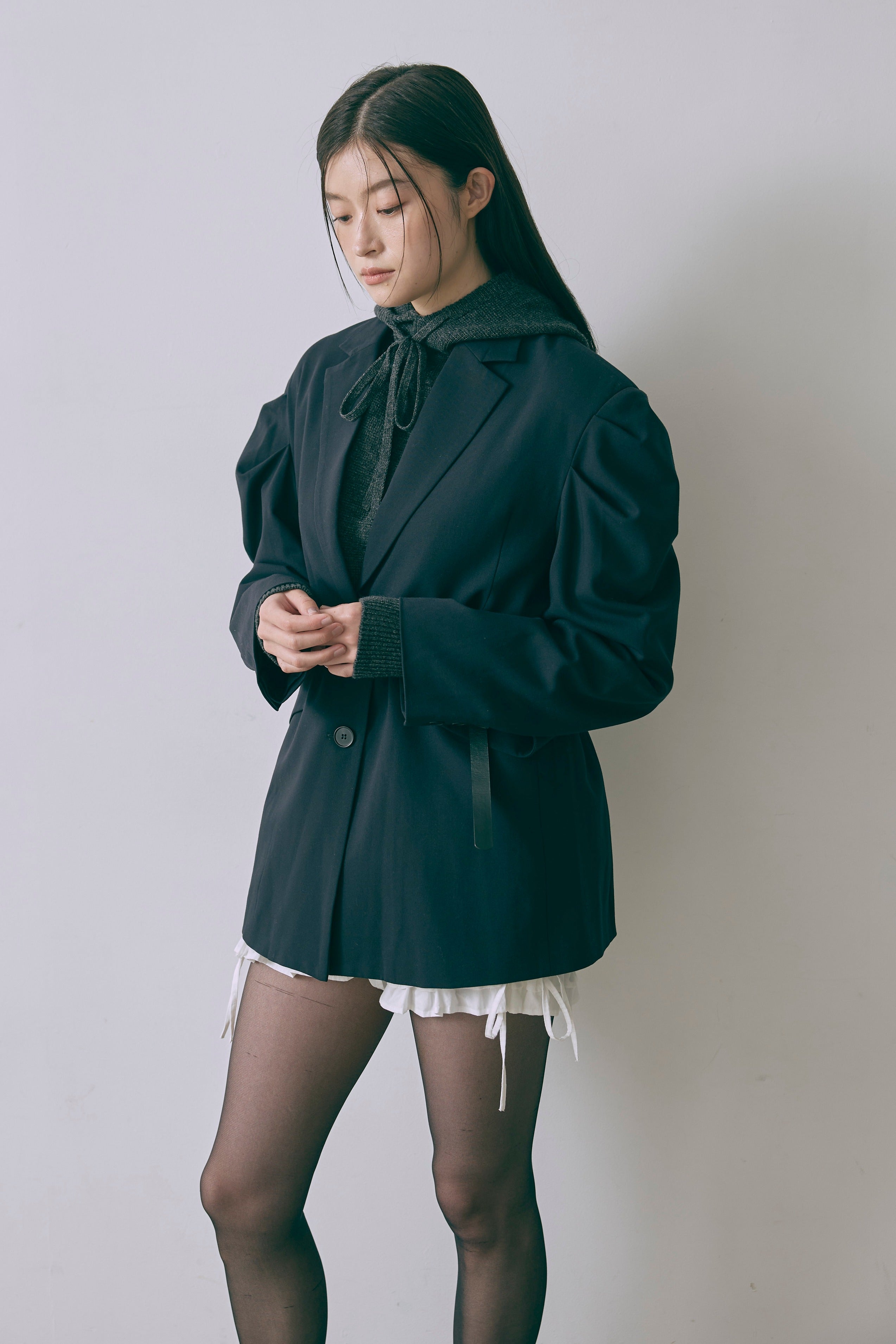 Gathered Shoulder Fitted Jacket