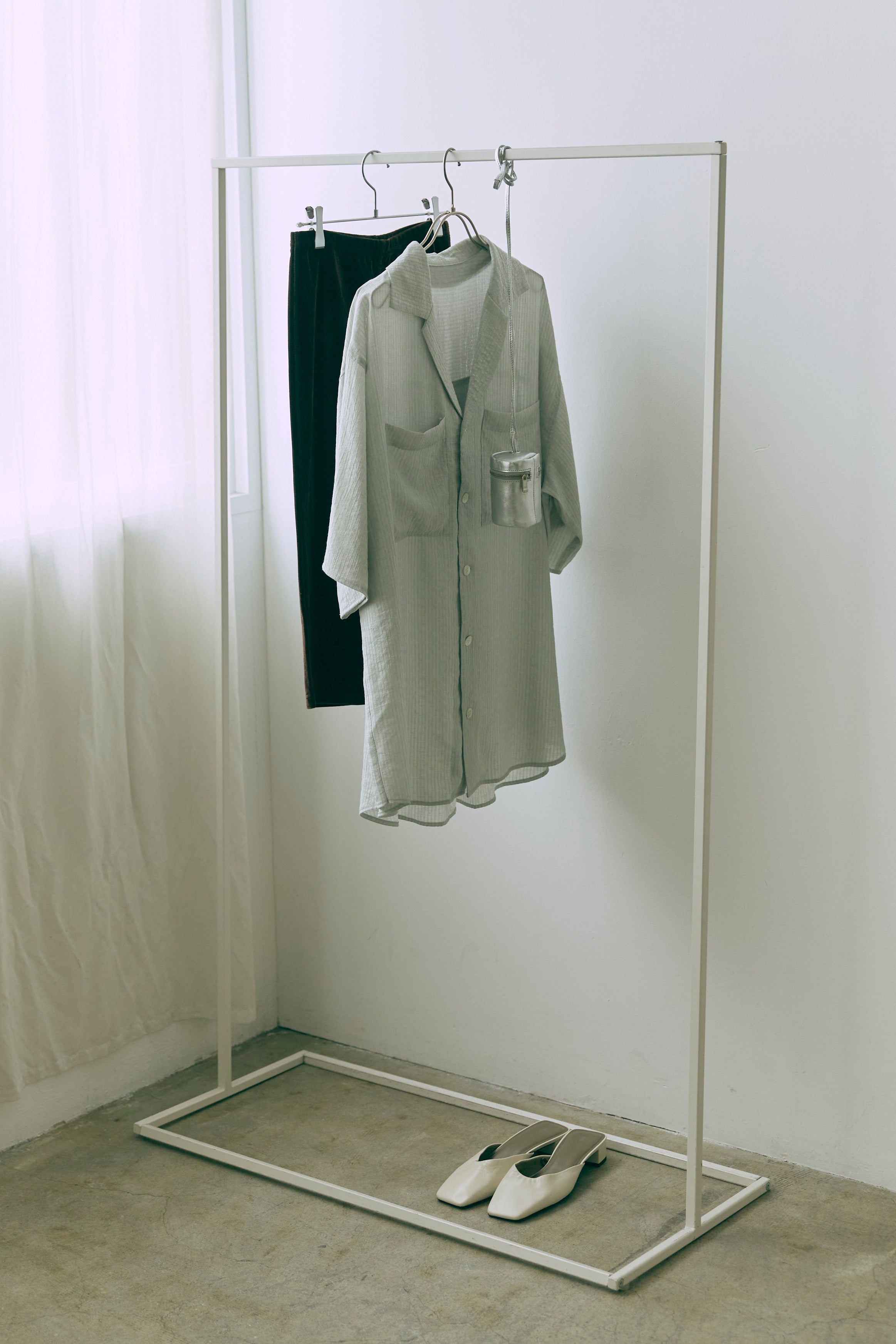 Sheer Stripe Big Shirts ブルー