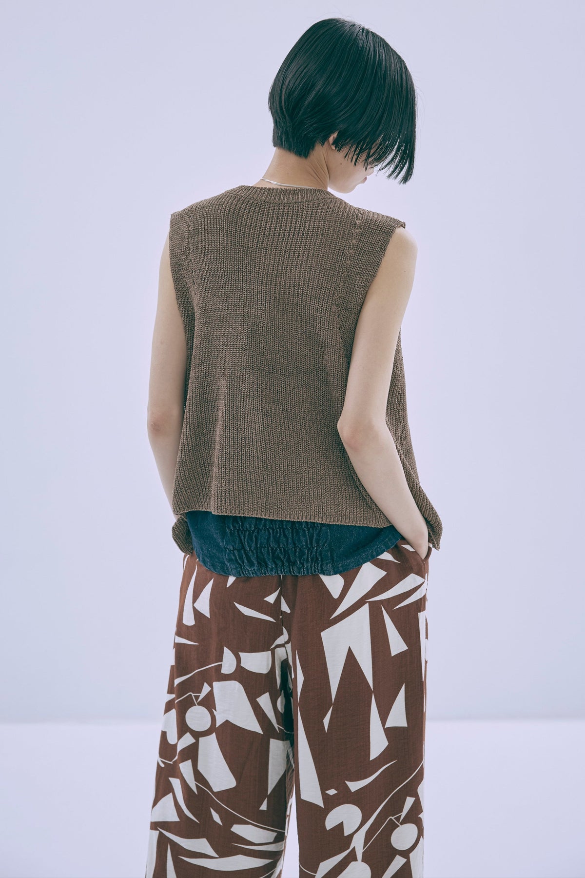 Melange Knit Gilet ブラウン