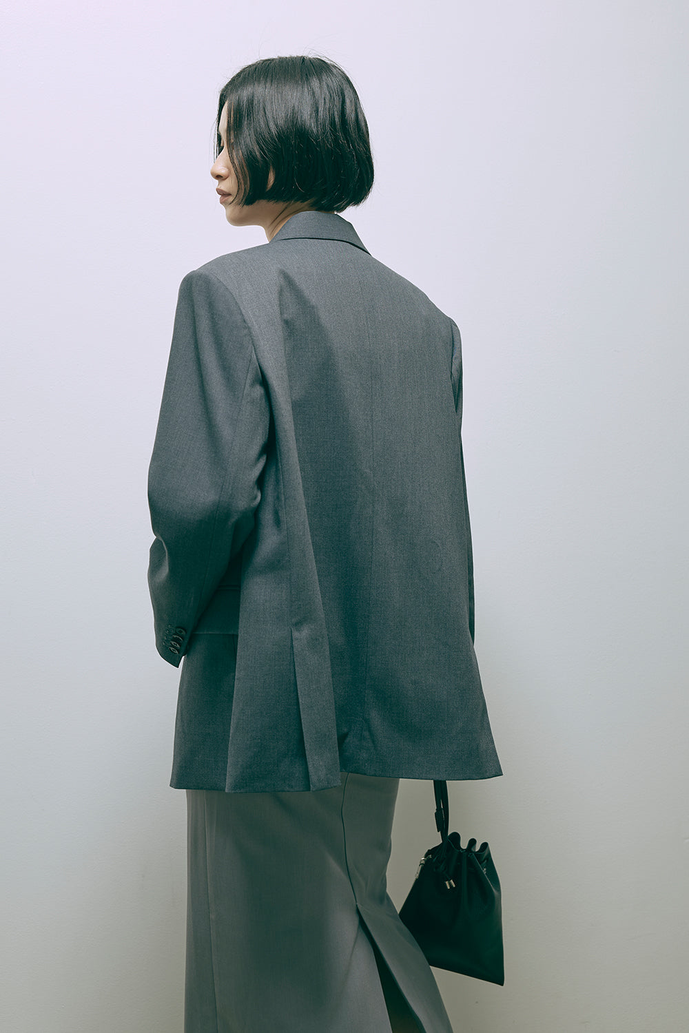 Leather Zip Drawstring Bag