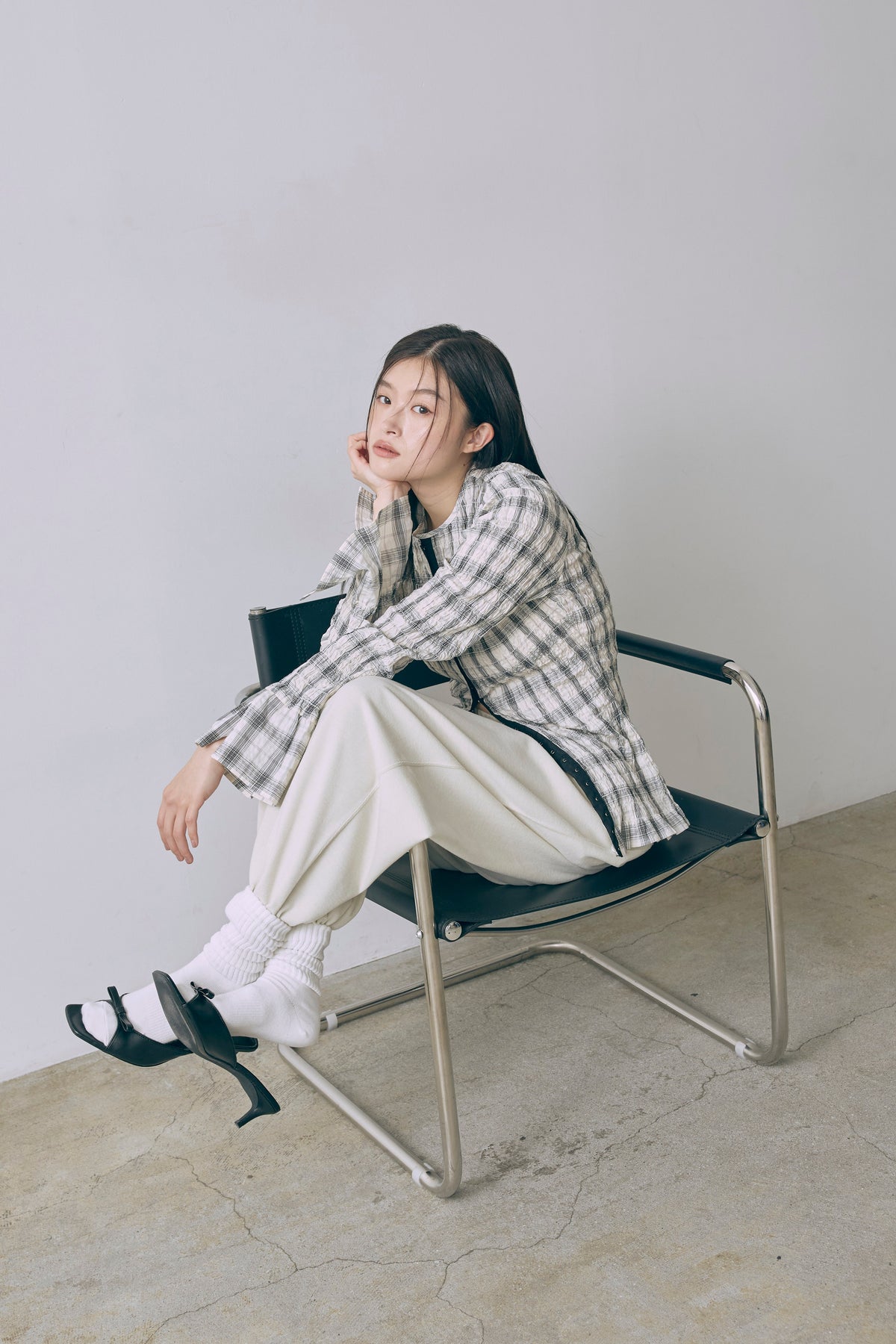 Smocked Check Blouse