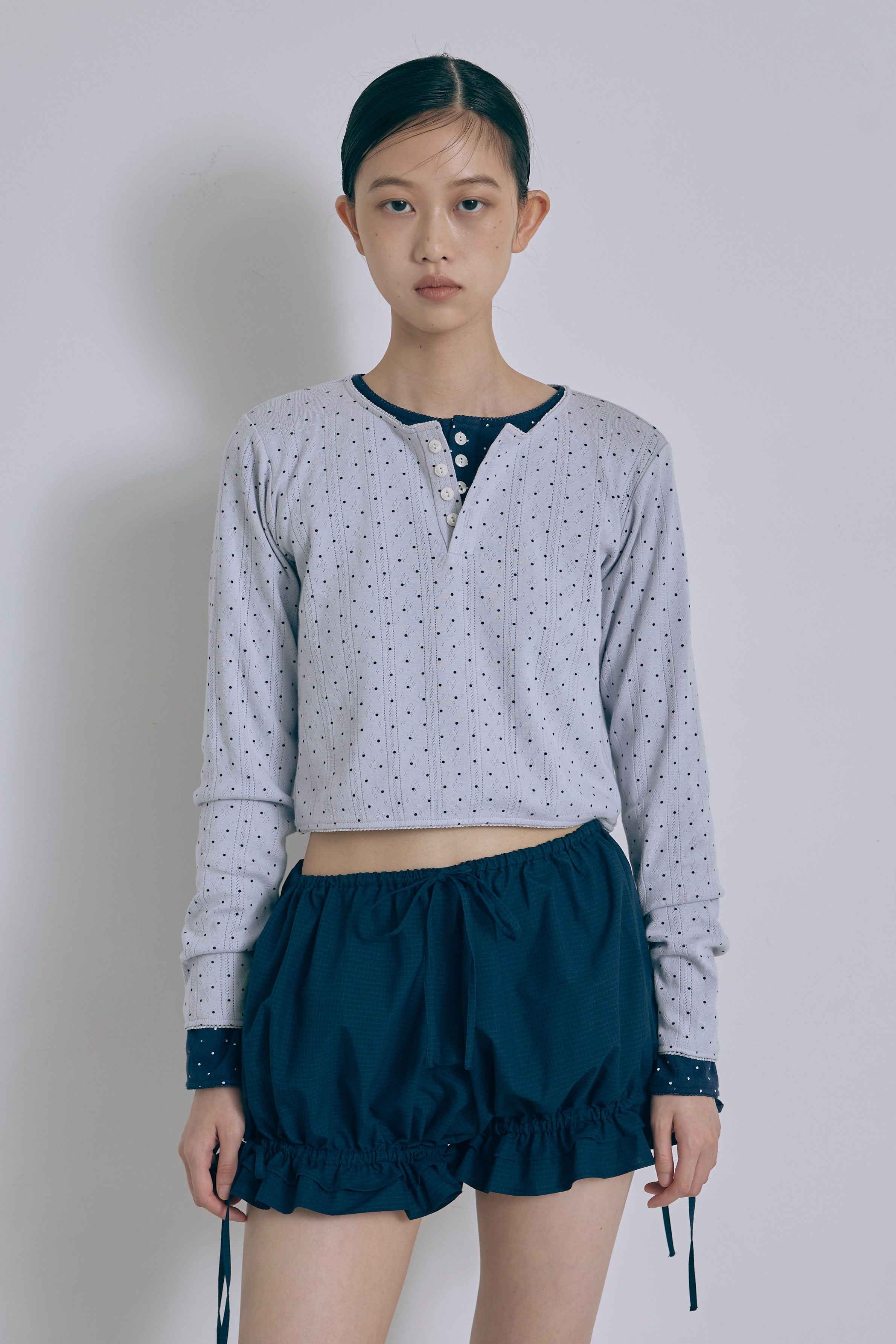 Powder Dot Henley ブルー size:F model:175cm SENPING