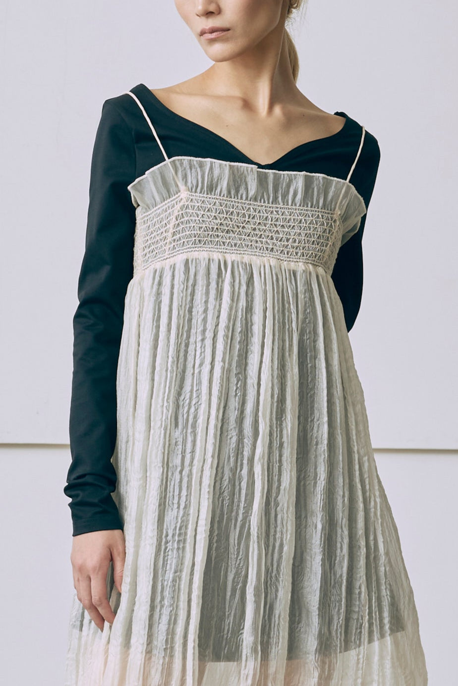 2Way Sheer Crinkled Skirt Dress