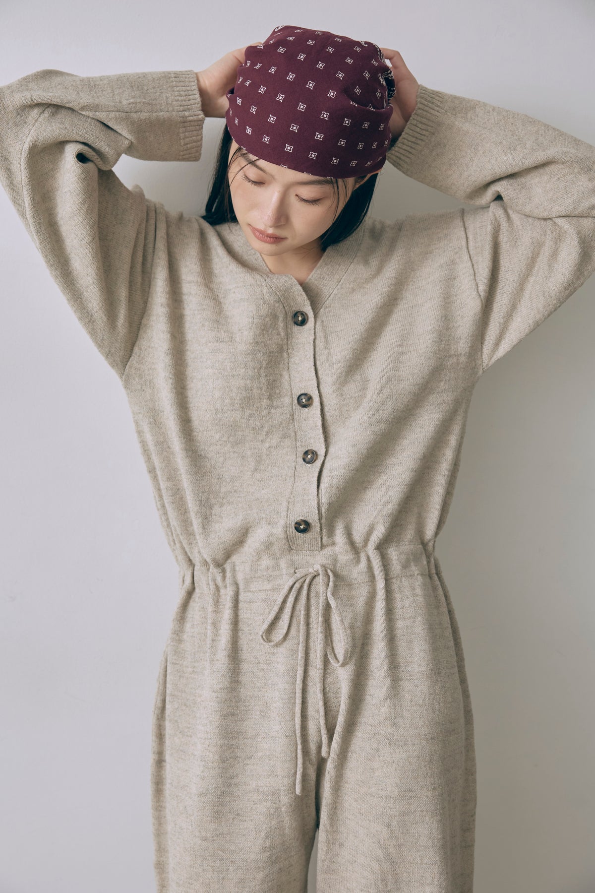 Soft Wool Jumpsuit ベージュ
