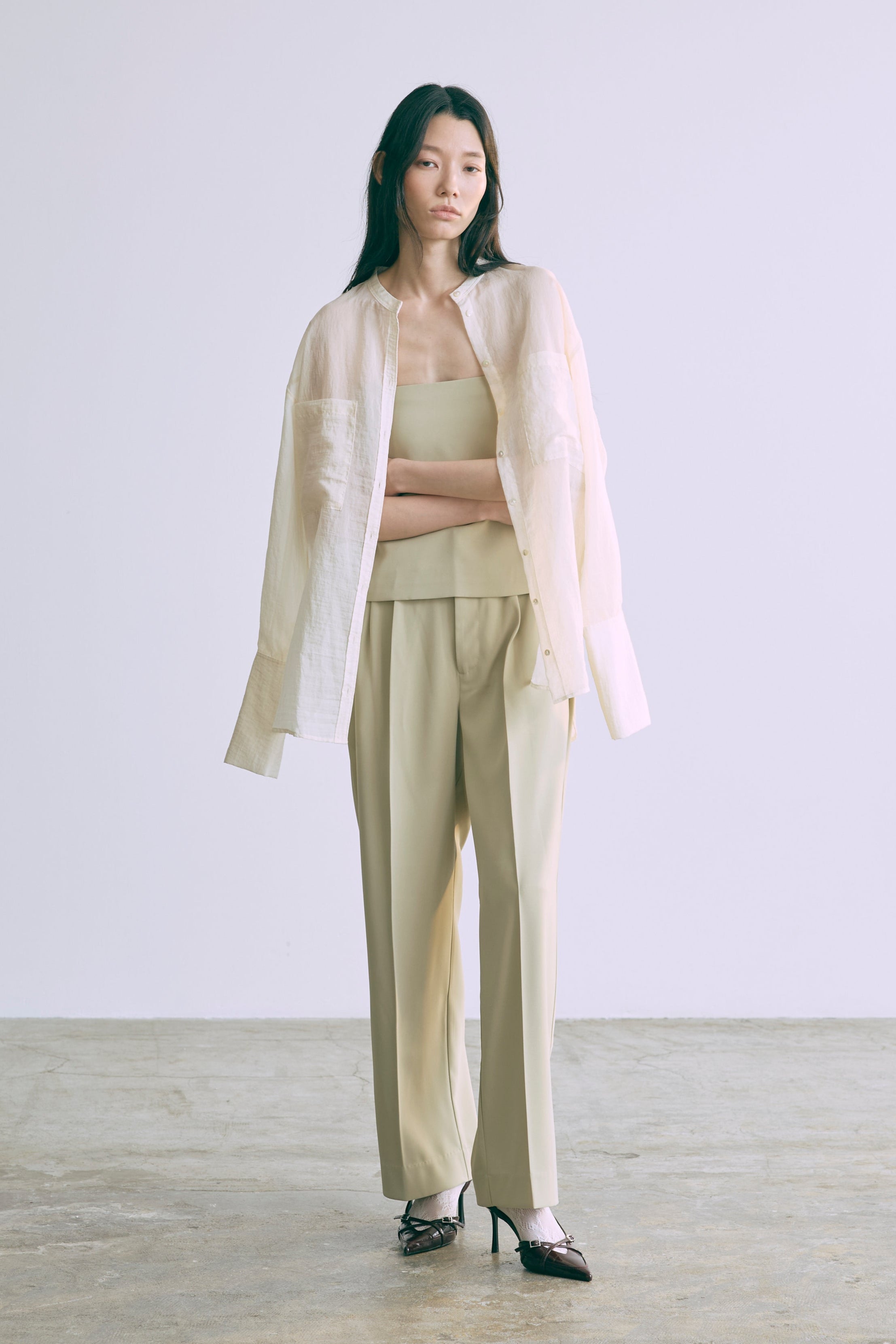 Long Cuff Sheer Blouse