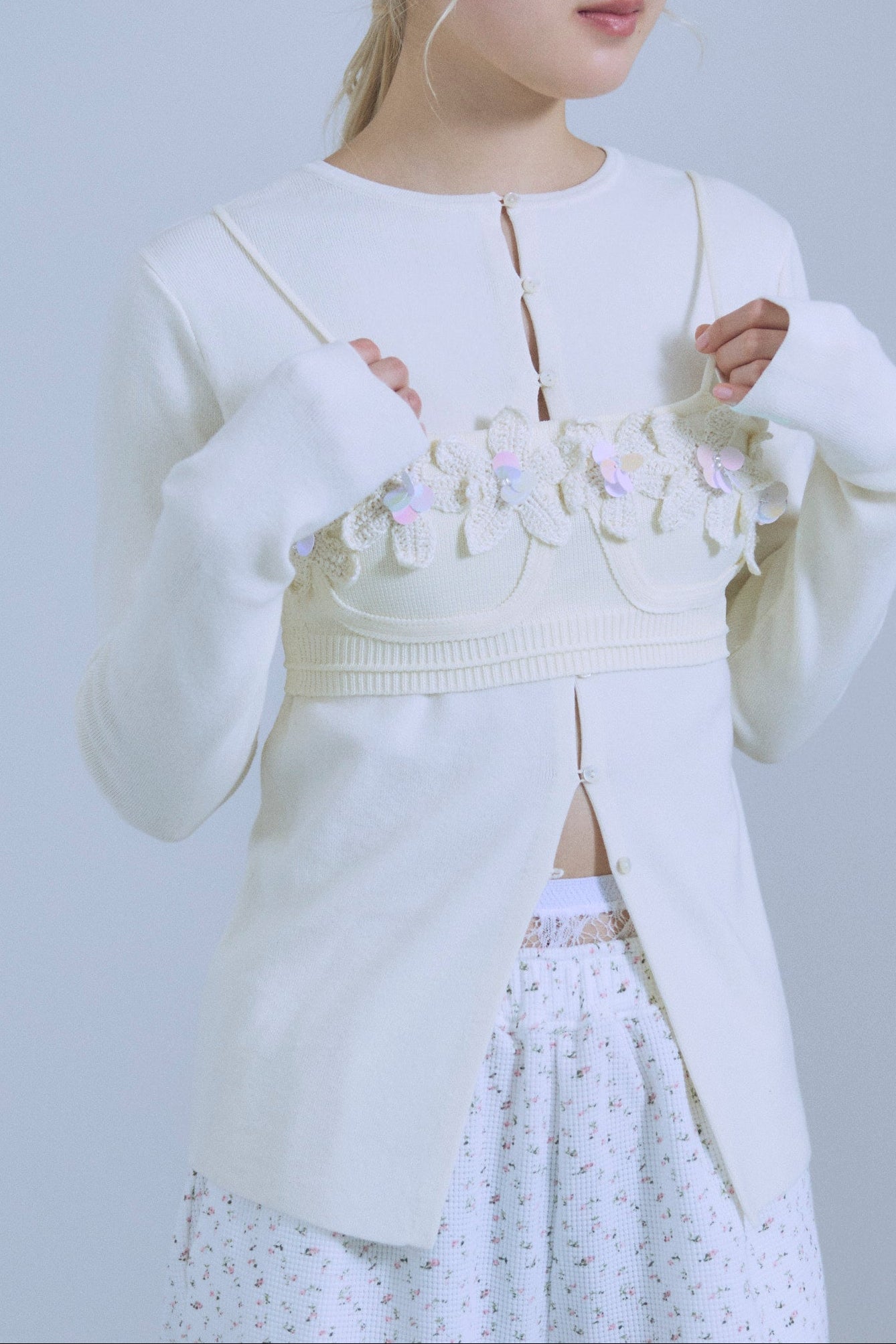 着用カラー:アイボリー モデル身長:162㎝