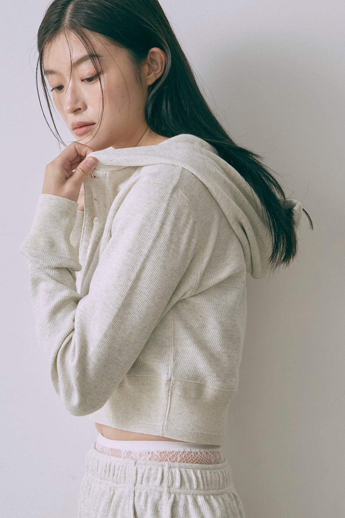 【FAITH】Thermal Cardigan オートミール size:F model:171cm YUUMIKO