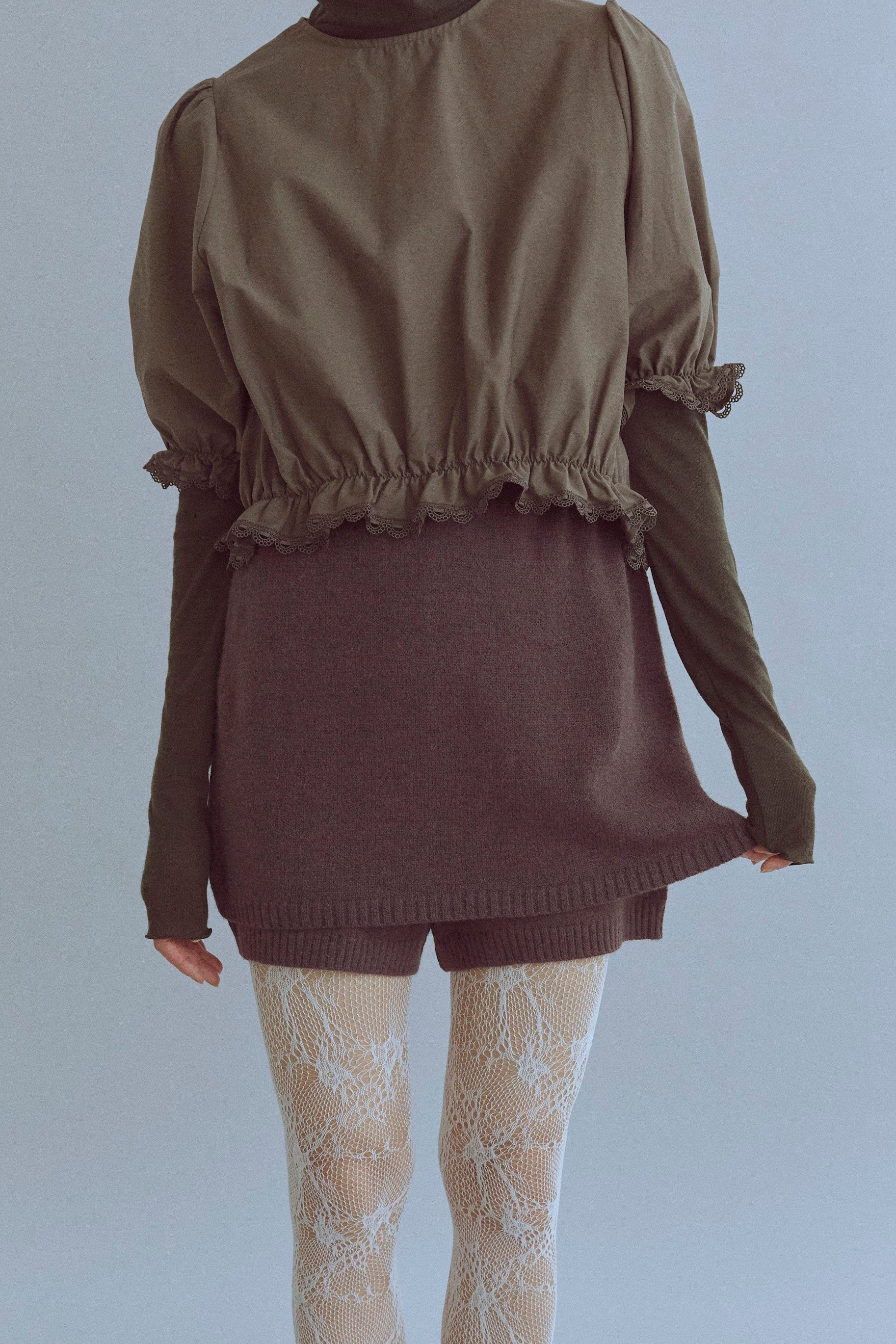Alpaca-Touch Knit Mini Skirt ブラウン