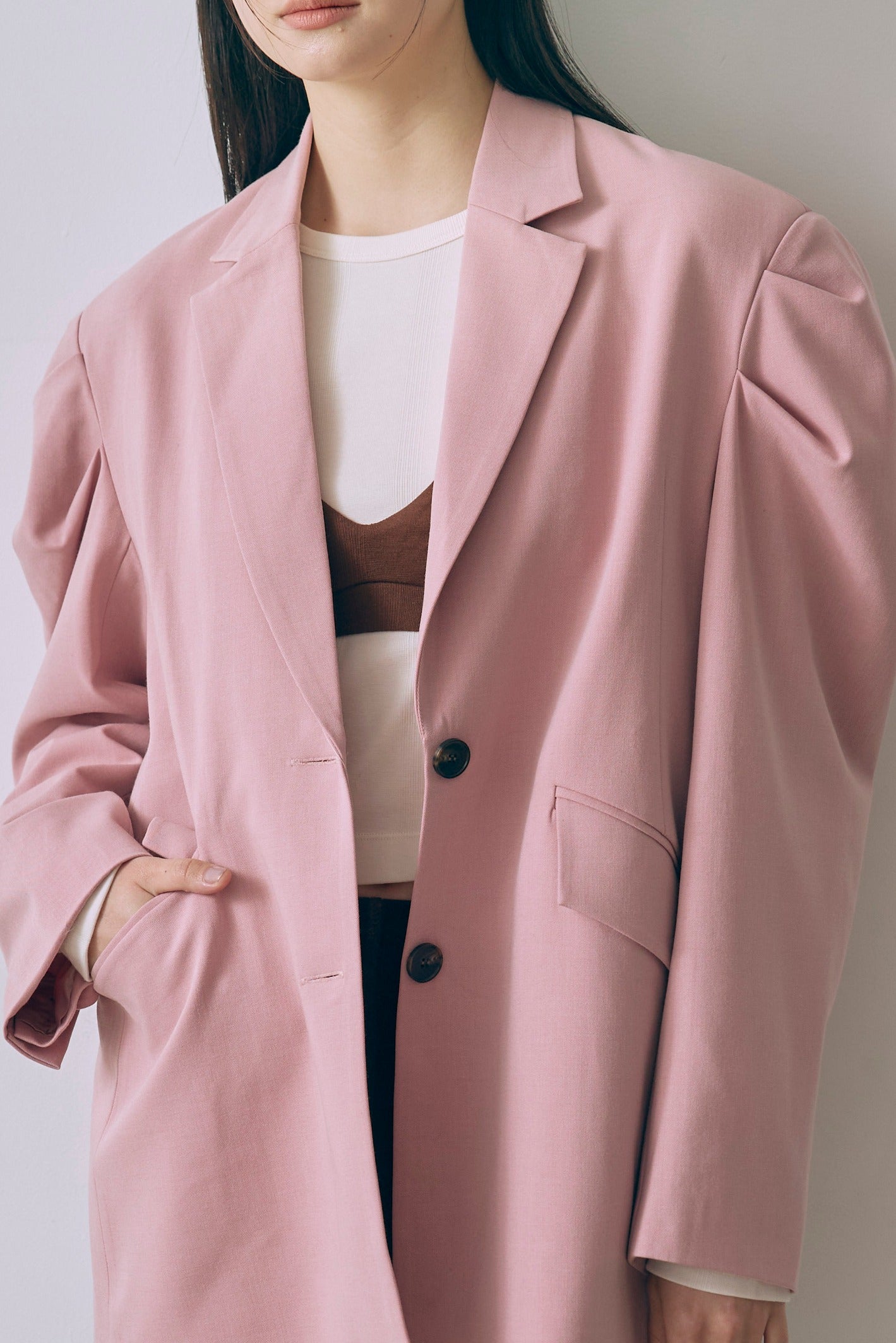 Gathered Shoulder Fitted Jacket