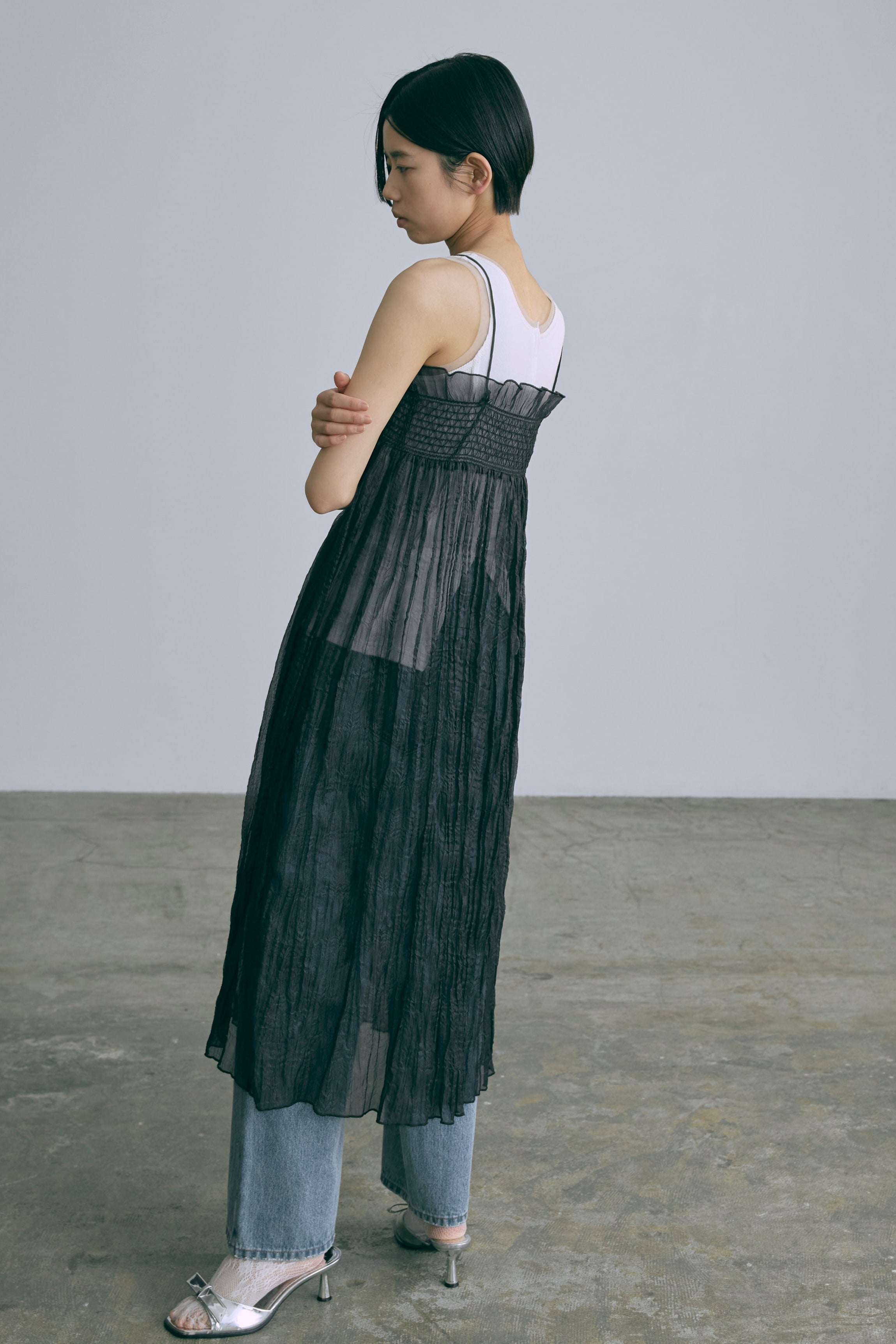 Tulle Piping Tank Top