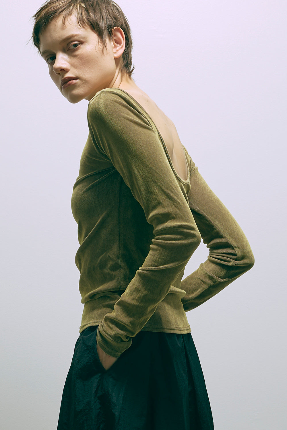 Flocked Tulle Back Open Top