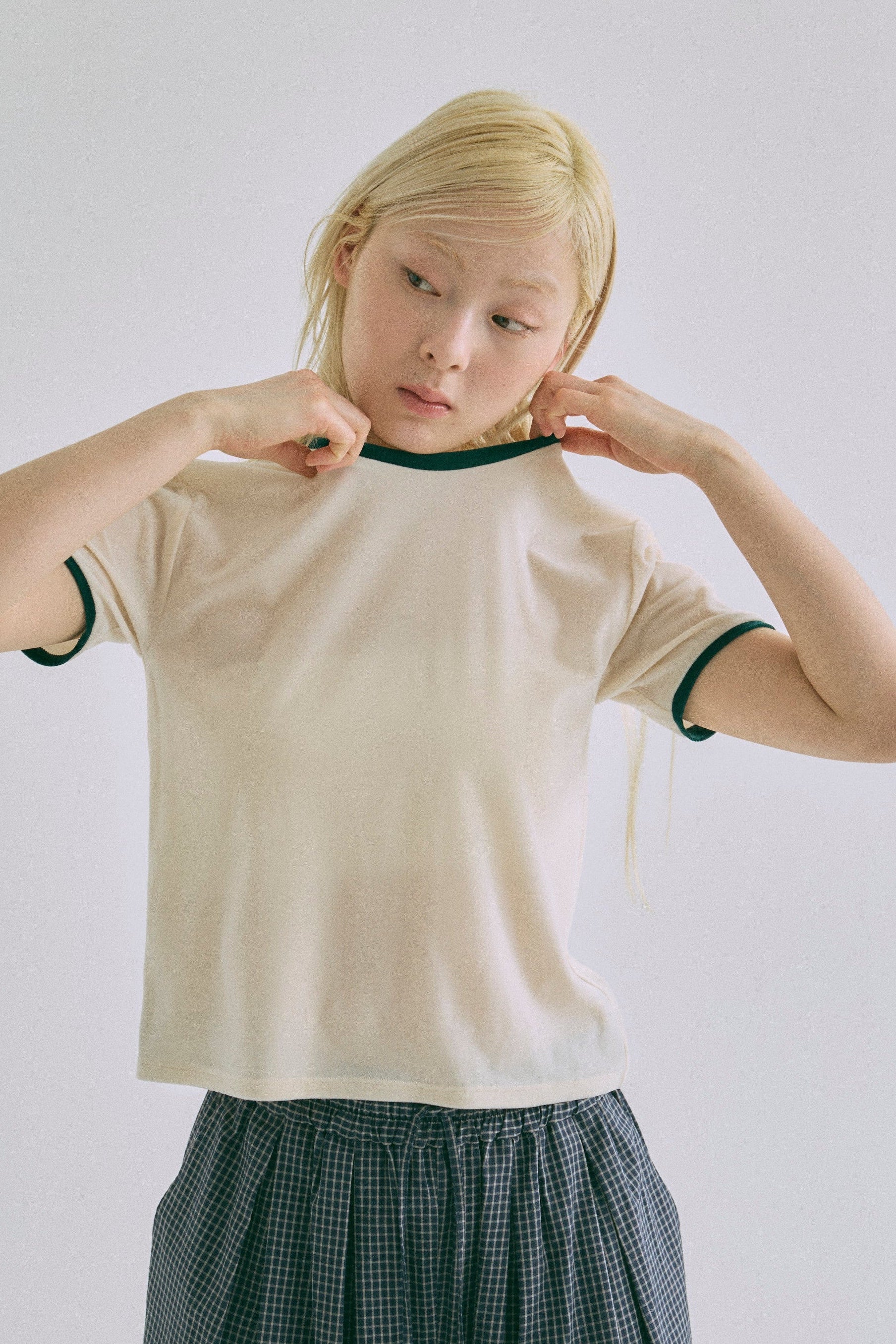 Sheer Velor Ringer Tee グリーン model:162cm MIU