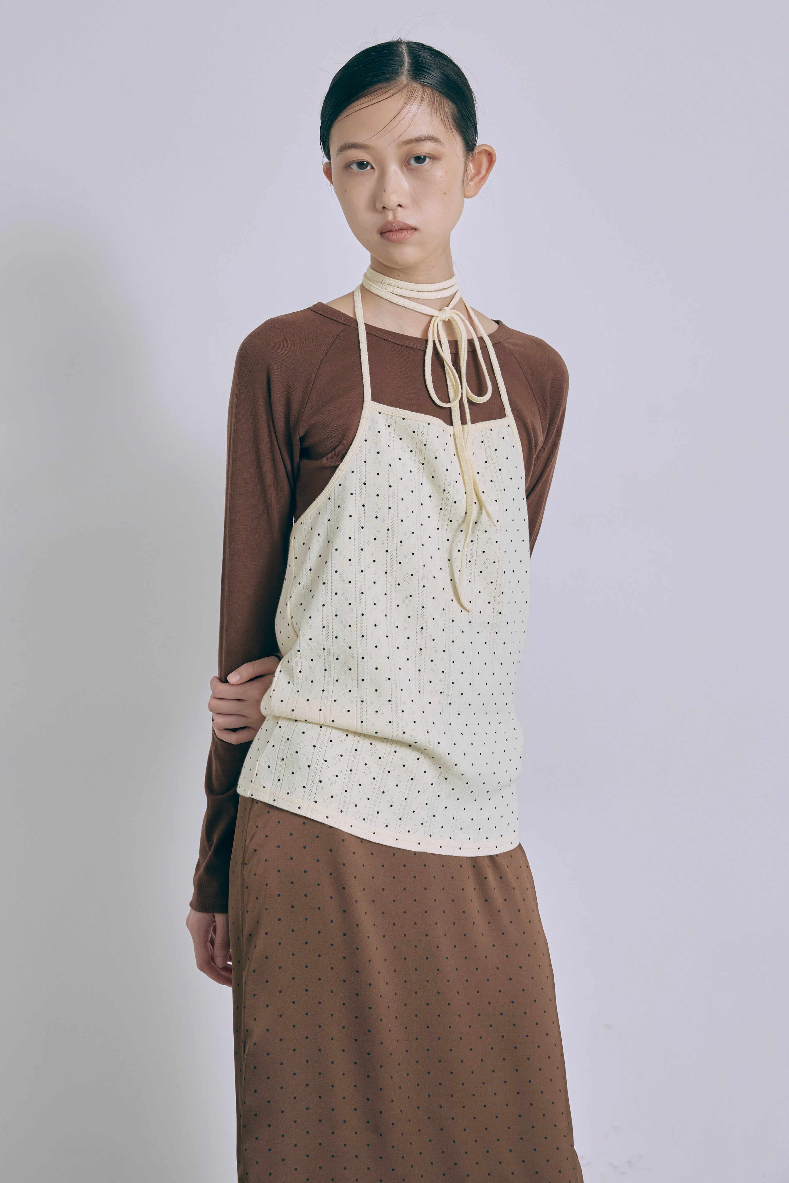 Polka Dot Satin Lace Trim Skirt