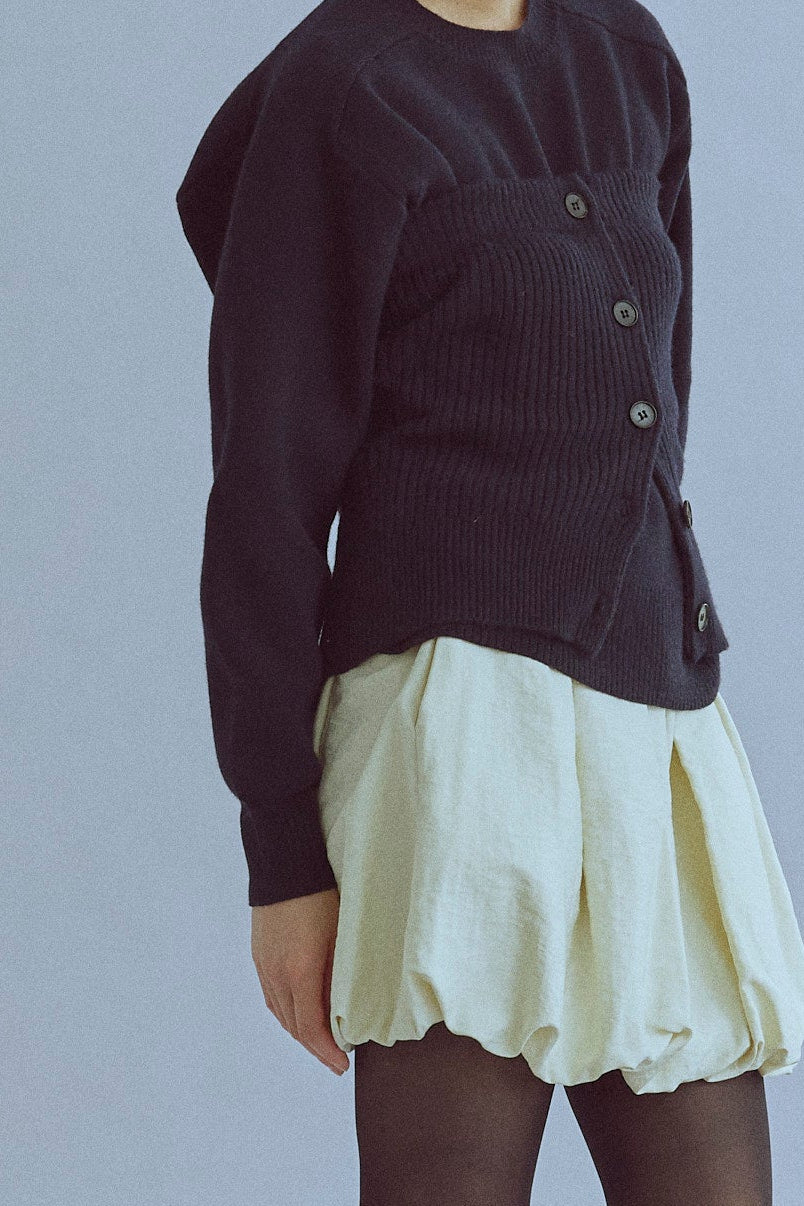 Crewneck Knit & Rib Knit Bustier Set