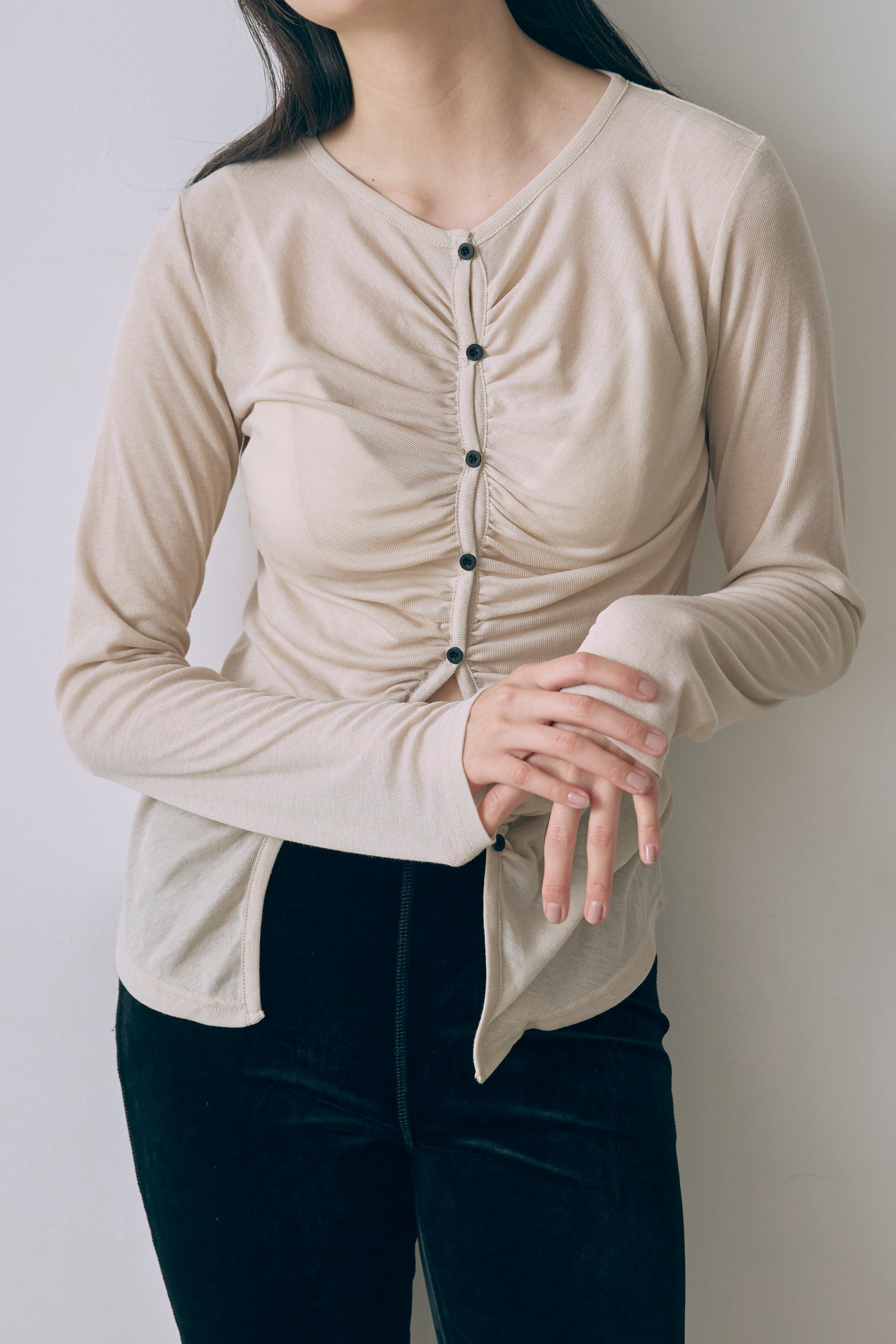 Soft Sheer Gathered Cardigan