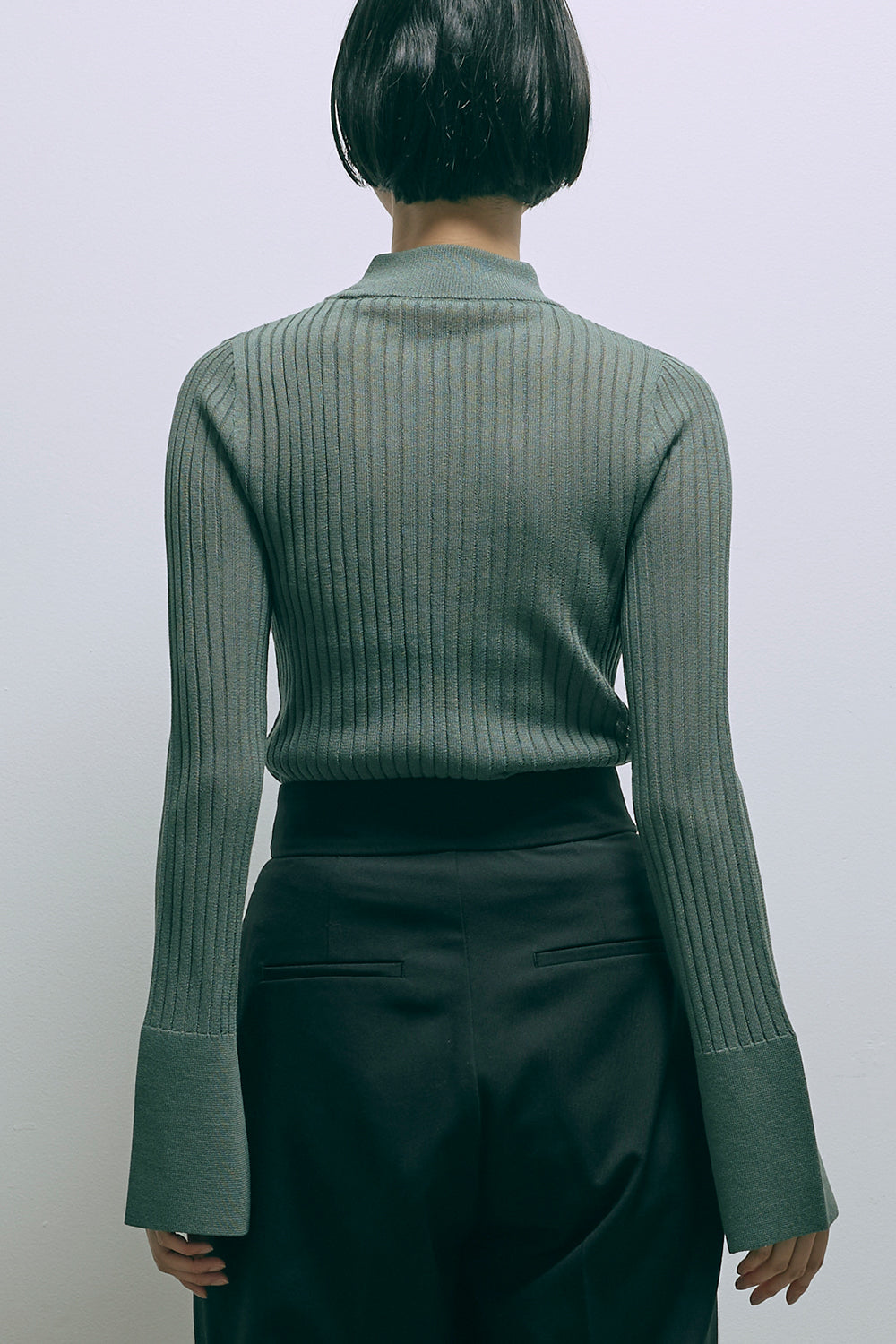 Bottleneck Sheer Rib Knit