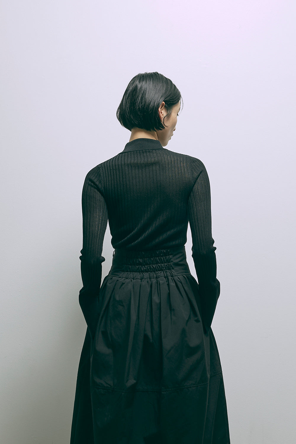 Bottleneck Sheer Rib Knit