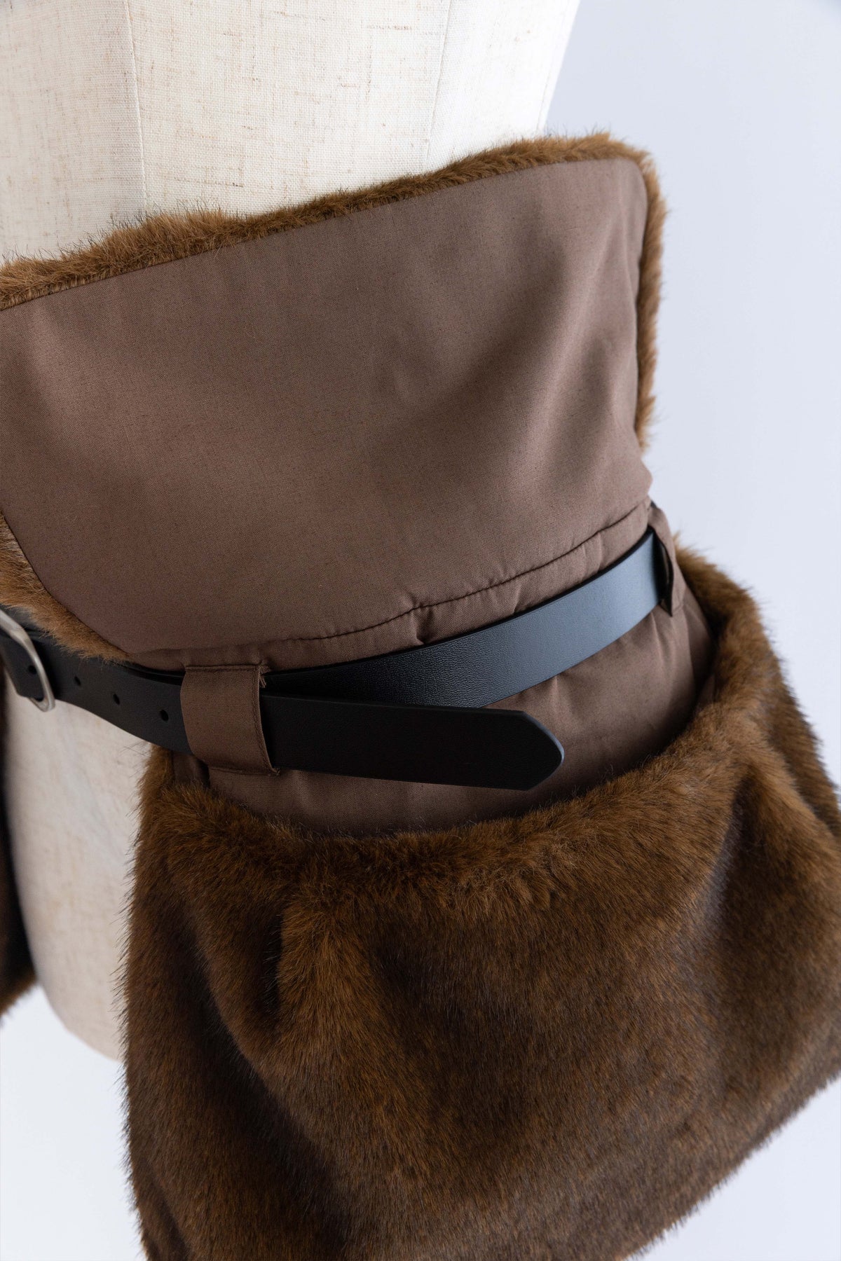 Faux Fur Pocket Belt ブラウン