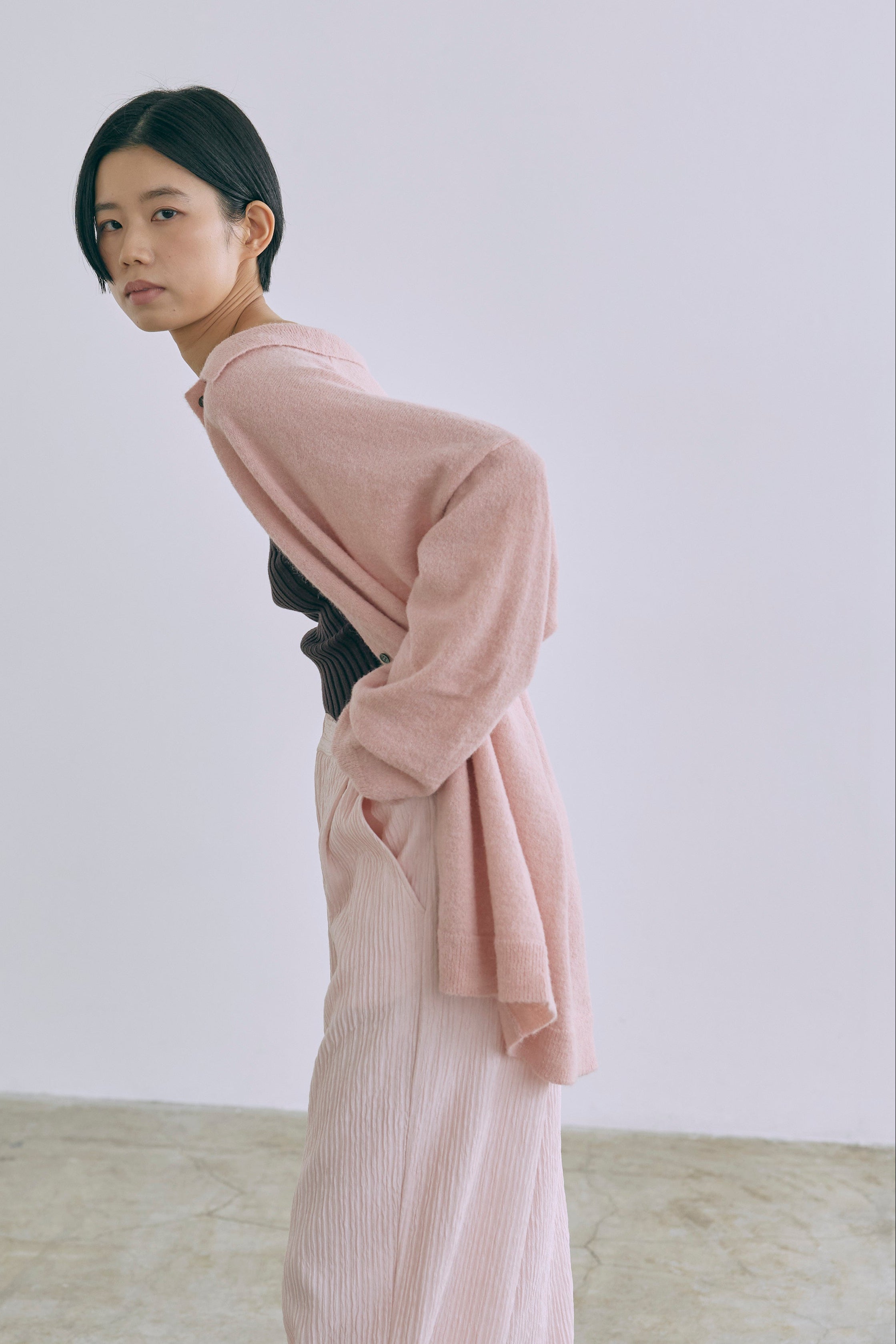 Loose Polo Cardigan ピンク