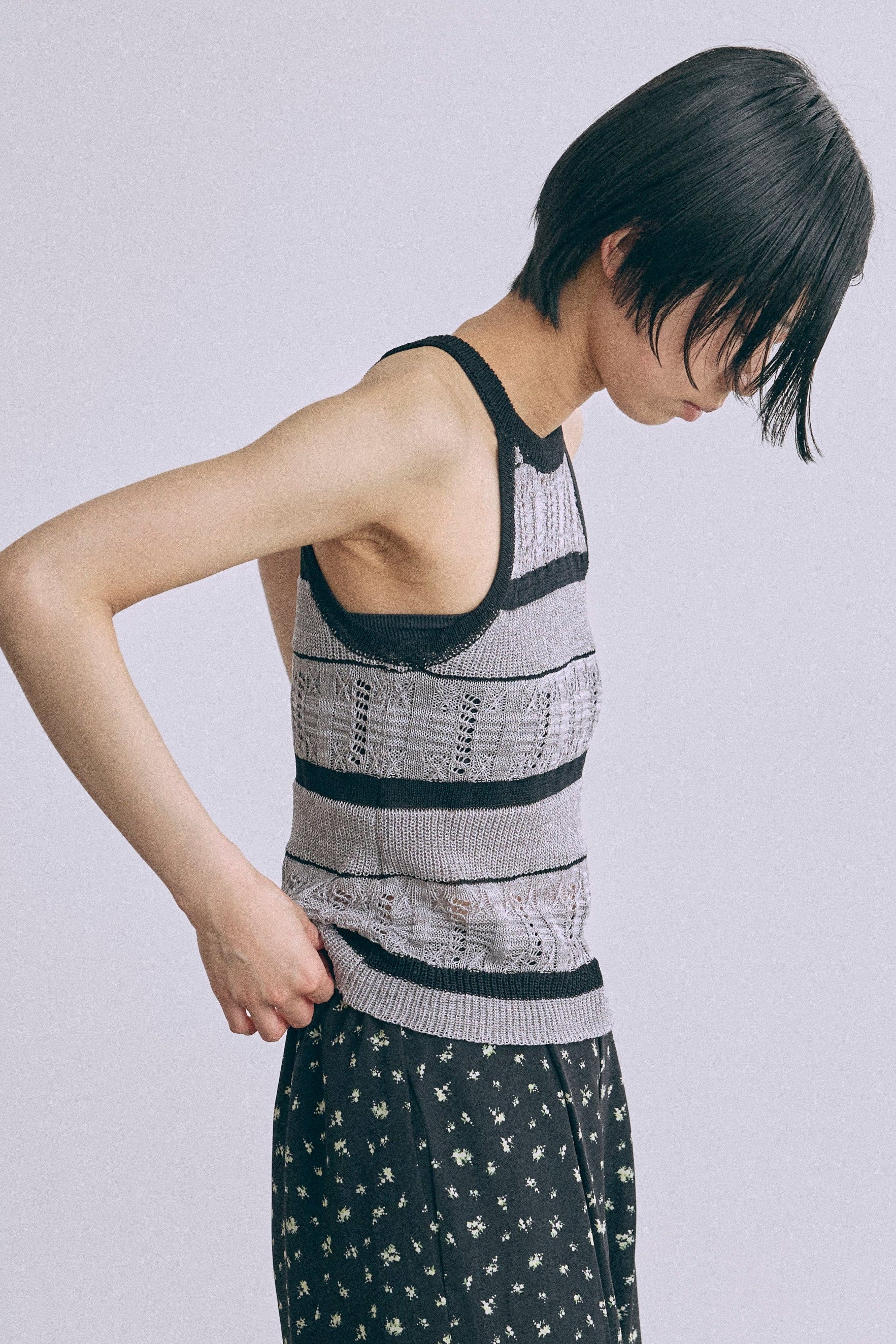 Sheer Stripe Racerback Knit Camisole