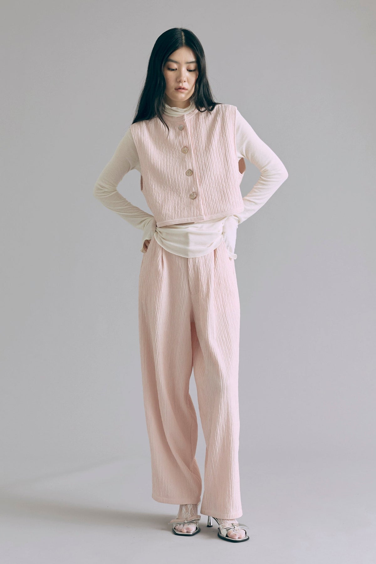 Sleeveless Jacquard Suit ピンク size:1 model:165cm RINA