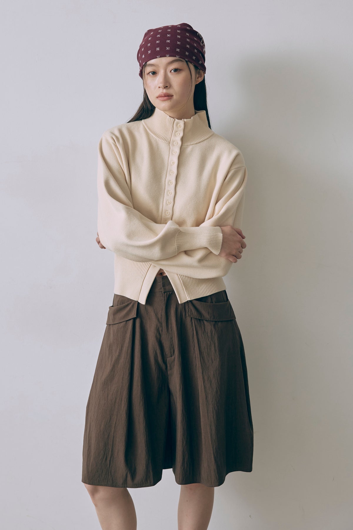 Structured Pocket Flare Shorts ブラウン size:1 model:171cm YUUMIKO
