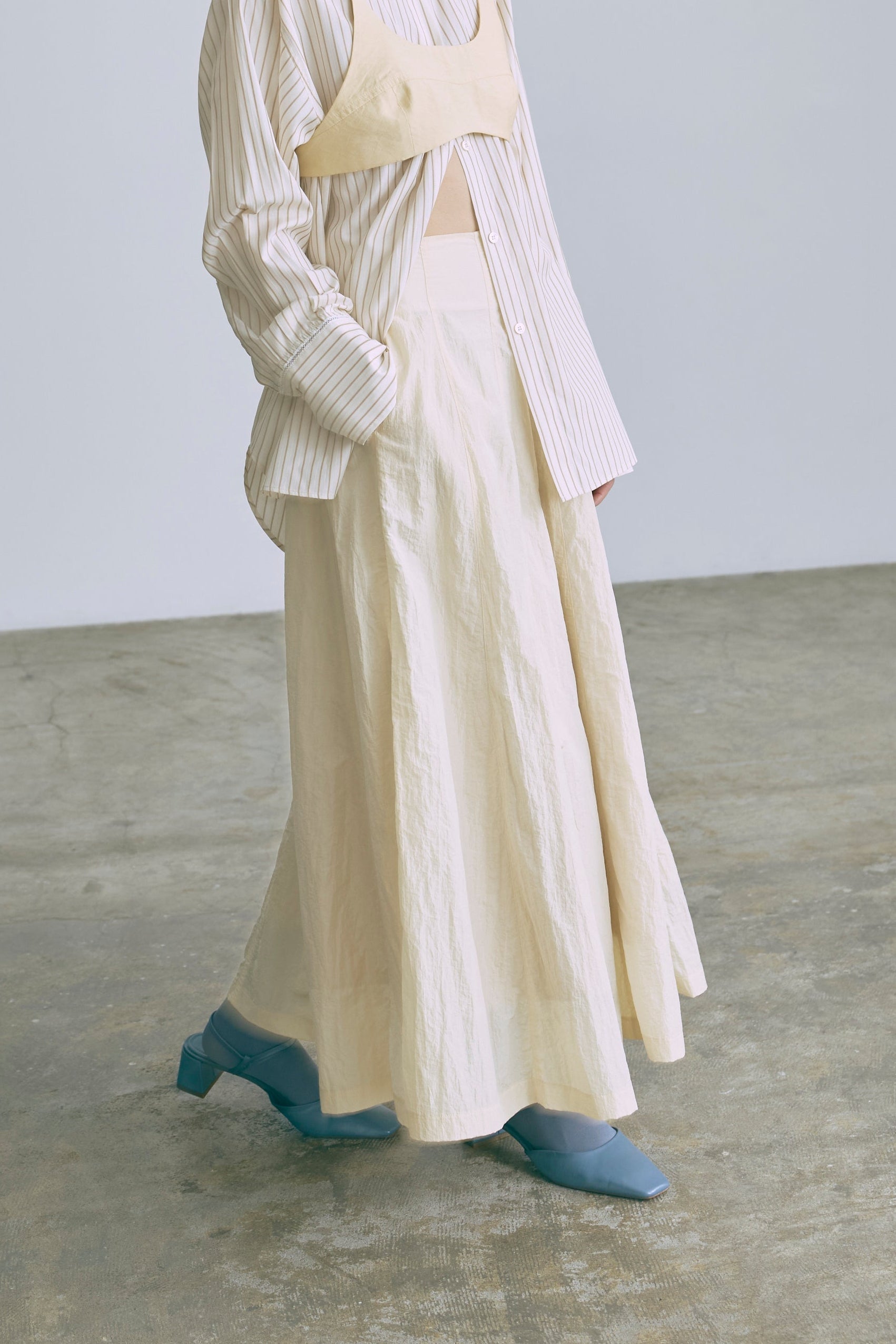 Nylon Taffeta Flared Skirt