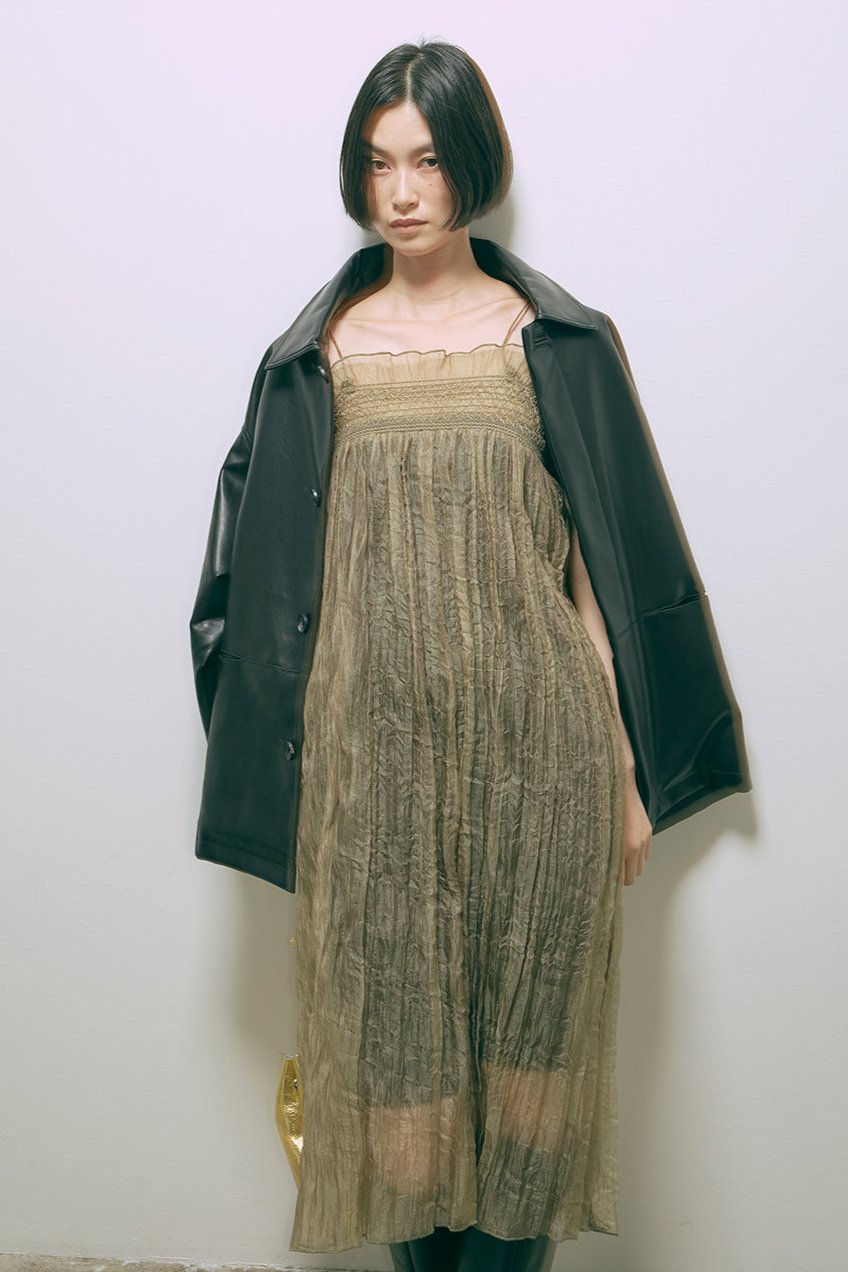 2Way Sheer Crinkled Skirt Dress