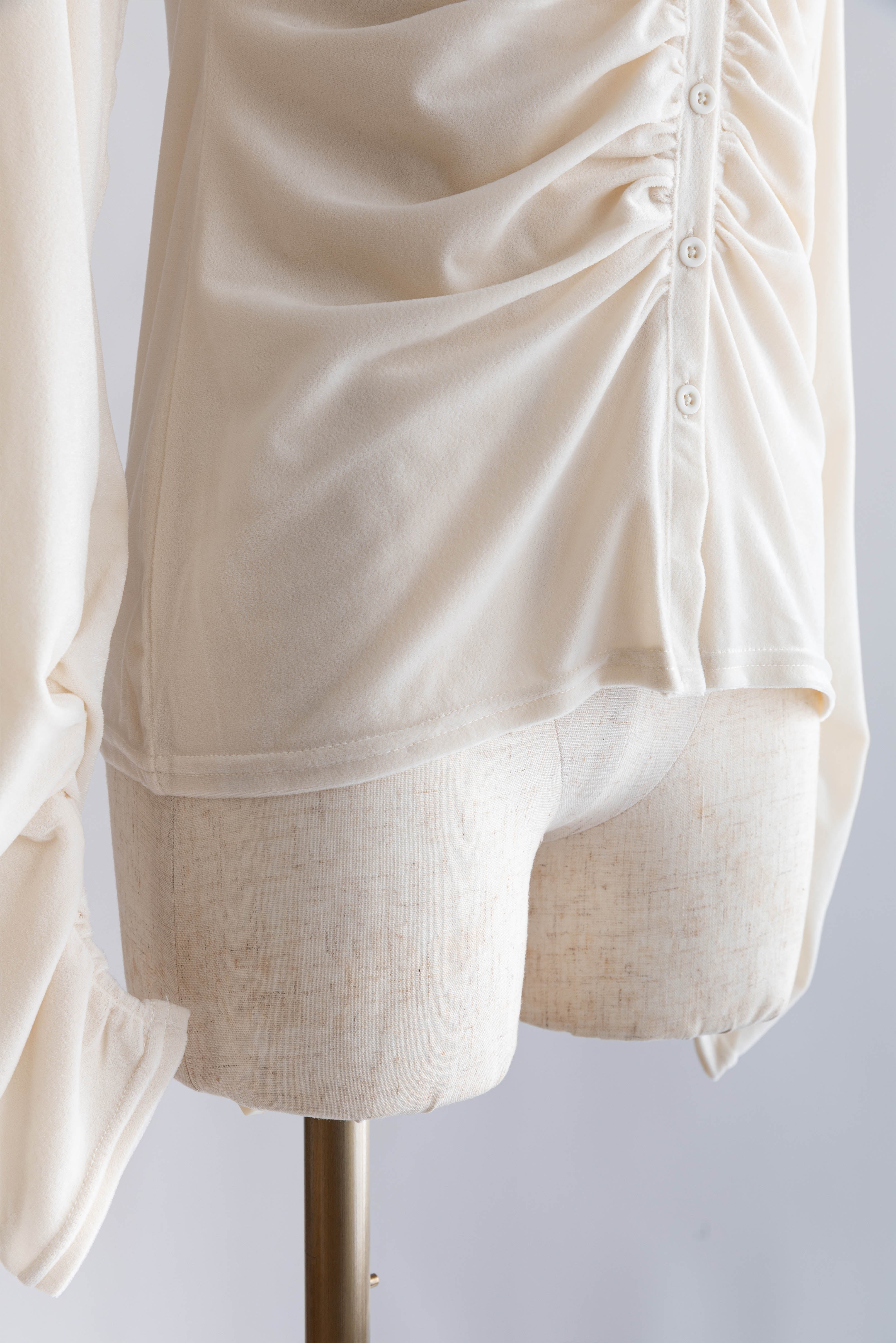 Sheer Velour Draped Cardigan