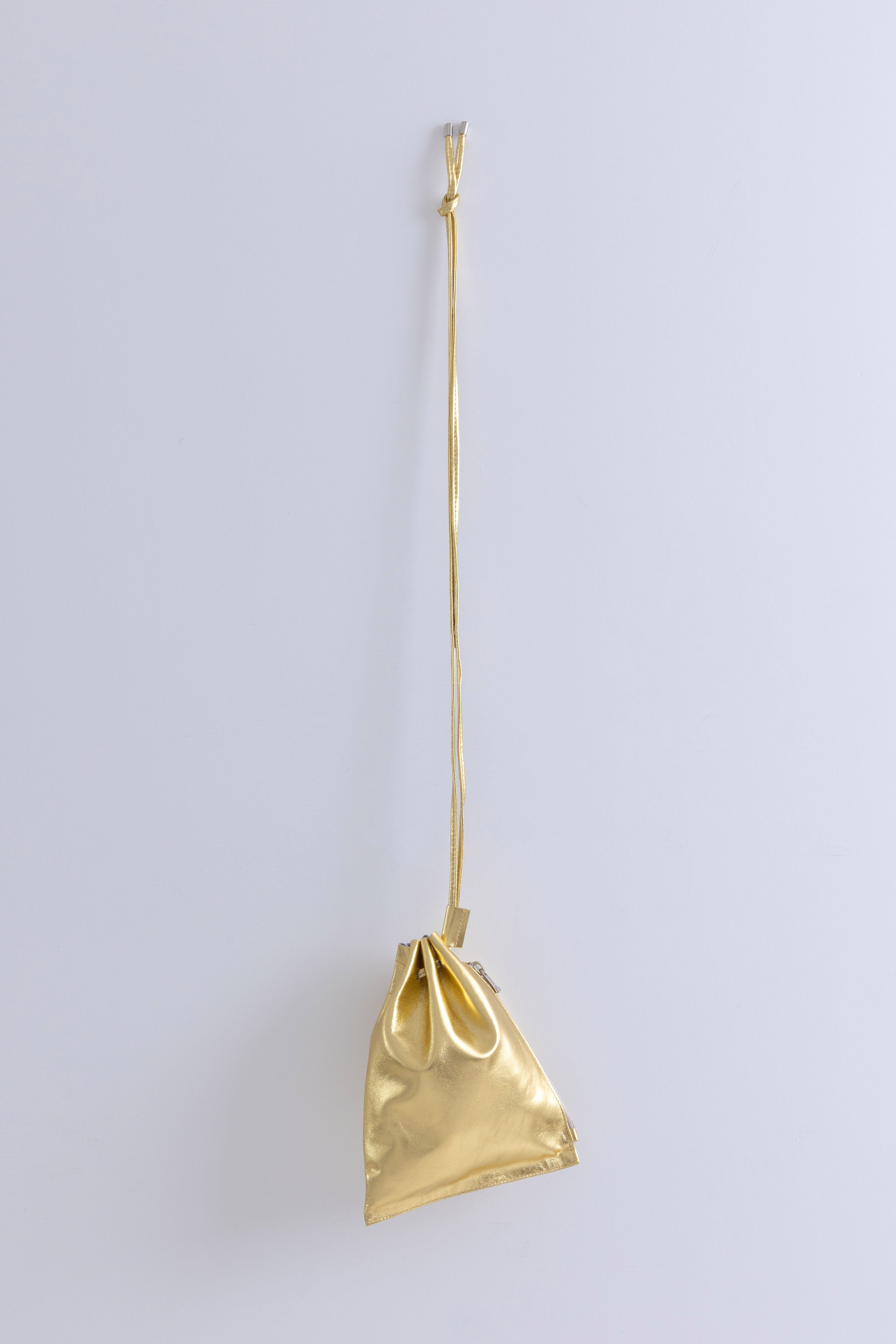 Leather Zip Drawstring Bag