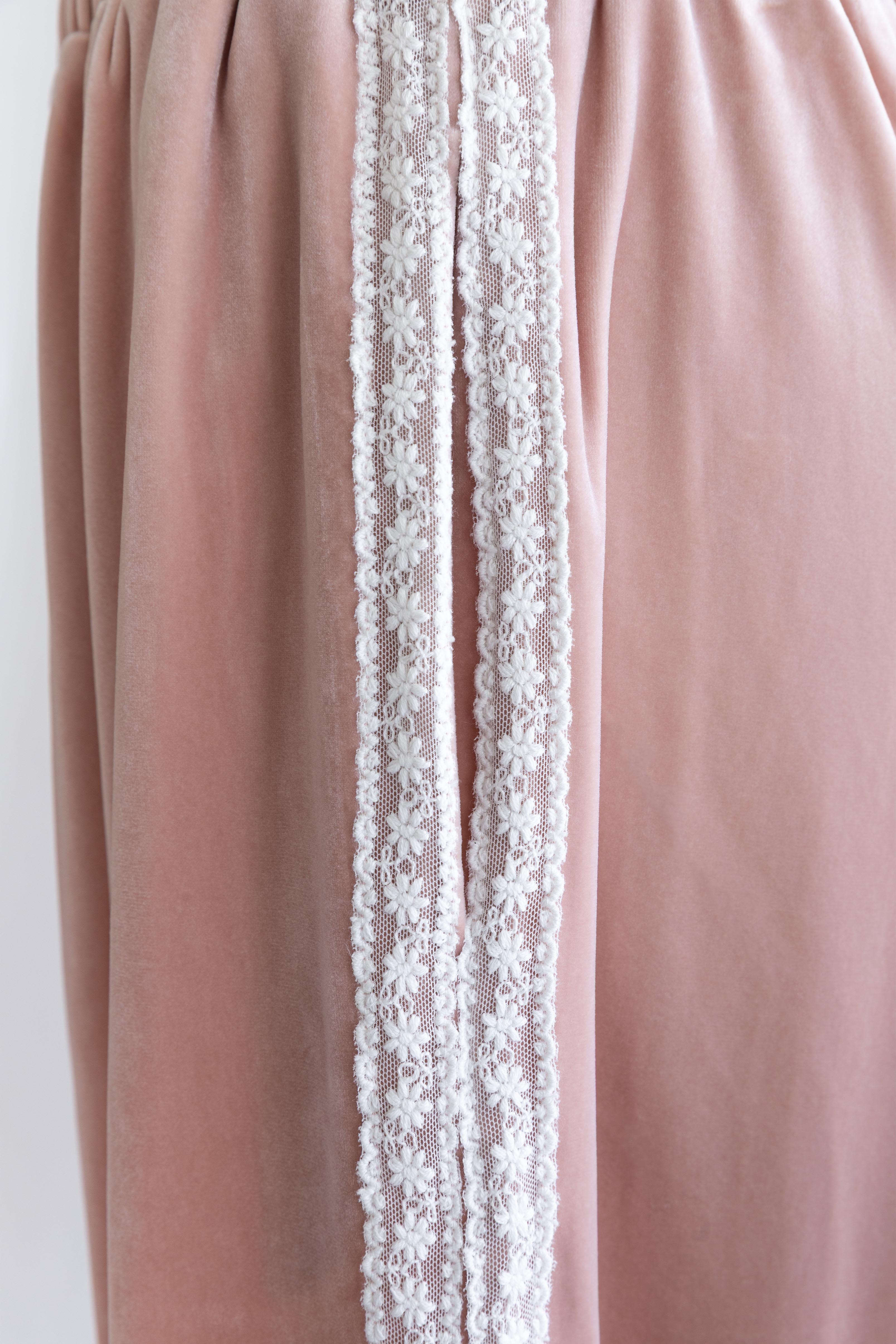 Side Lace Velour Easy Pants