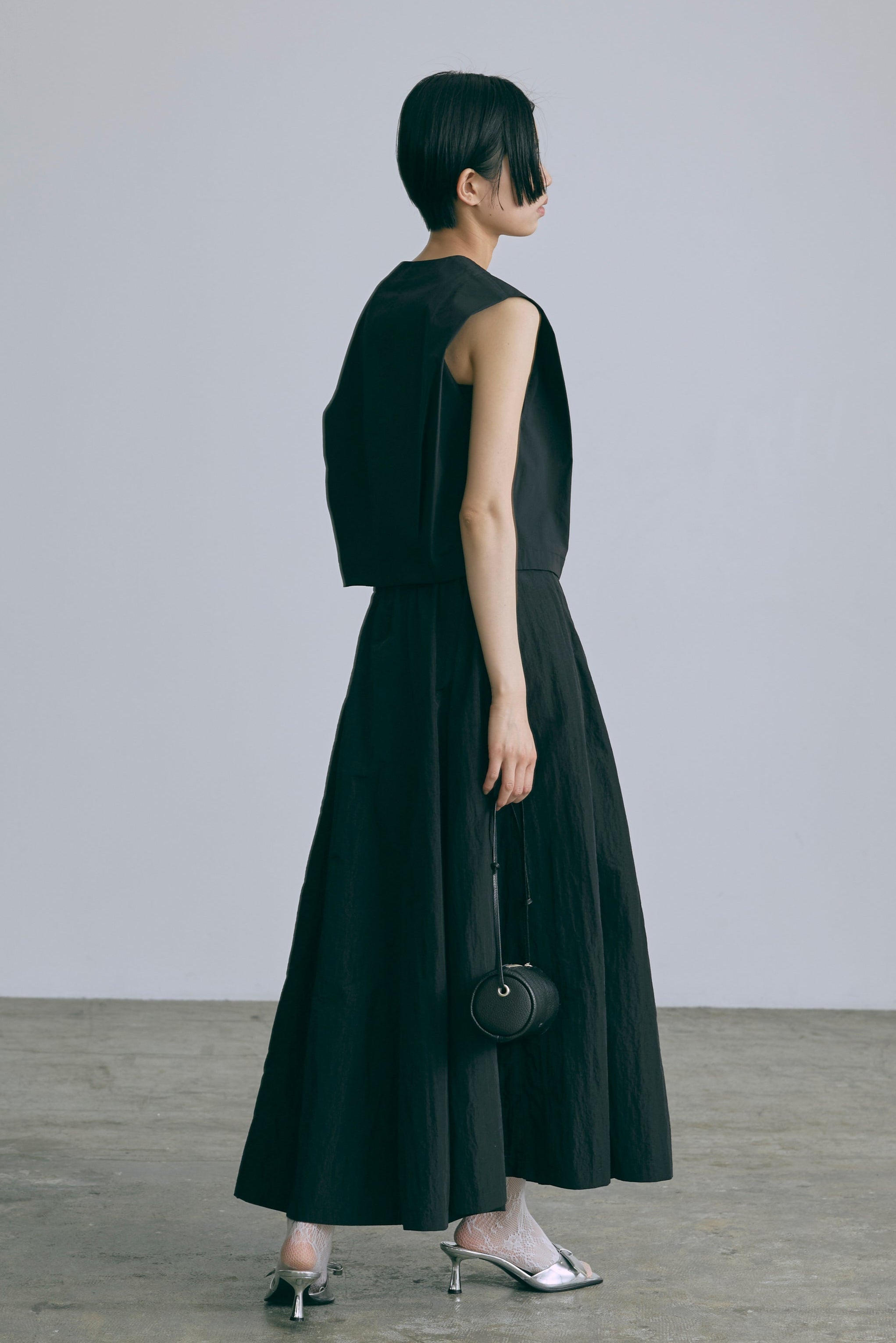Nylon Taffeta Flared Skirt