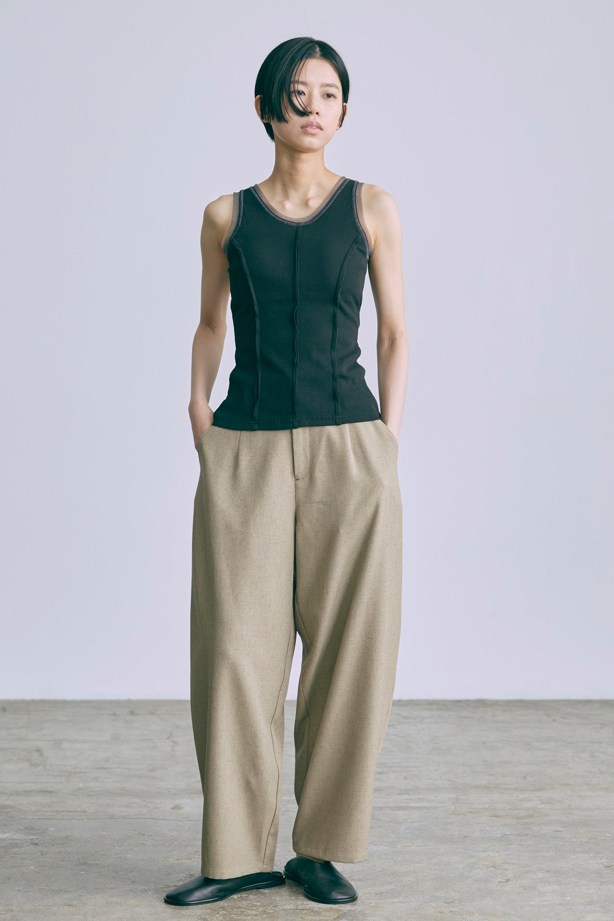 Tulle Piping Tank Top