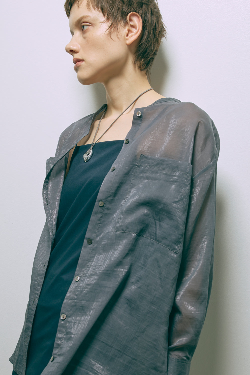 Long Cuff Sheer Blouse