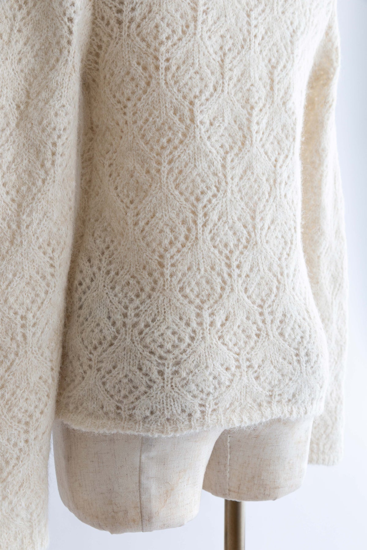 Mohair-Like Open Knit Polo アイボリー