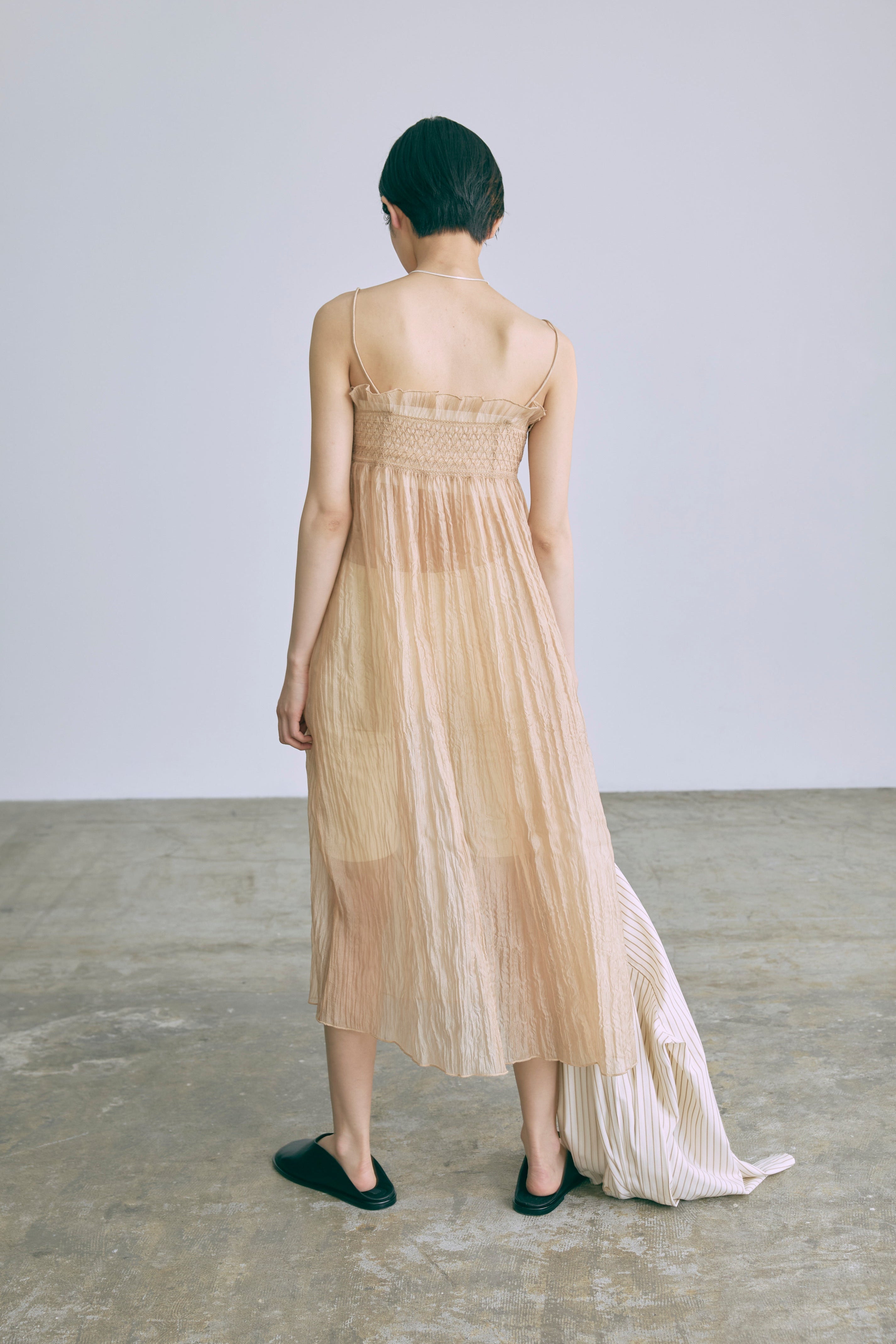 2Way Sheer Crinkled Skirt Dress