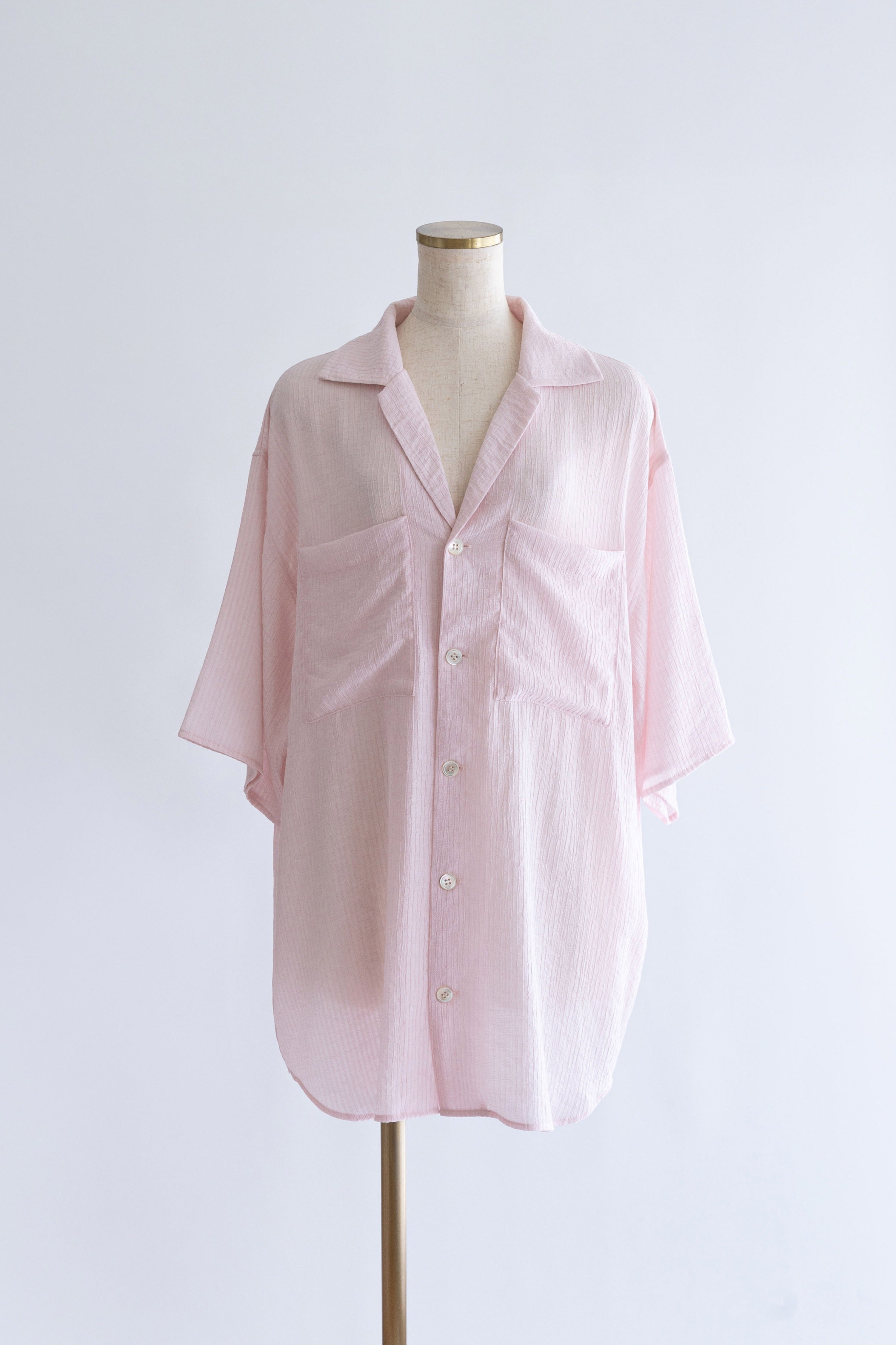 Sheer Stripe Big Shirts ピンク