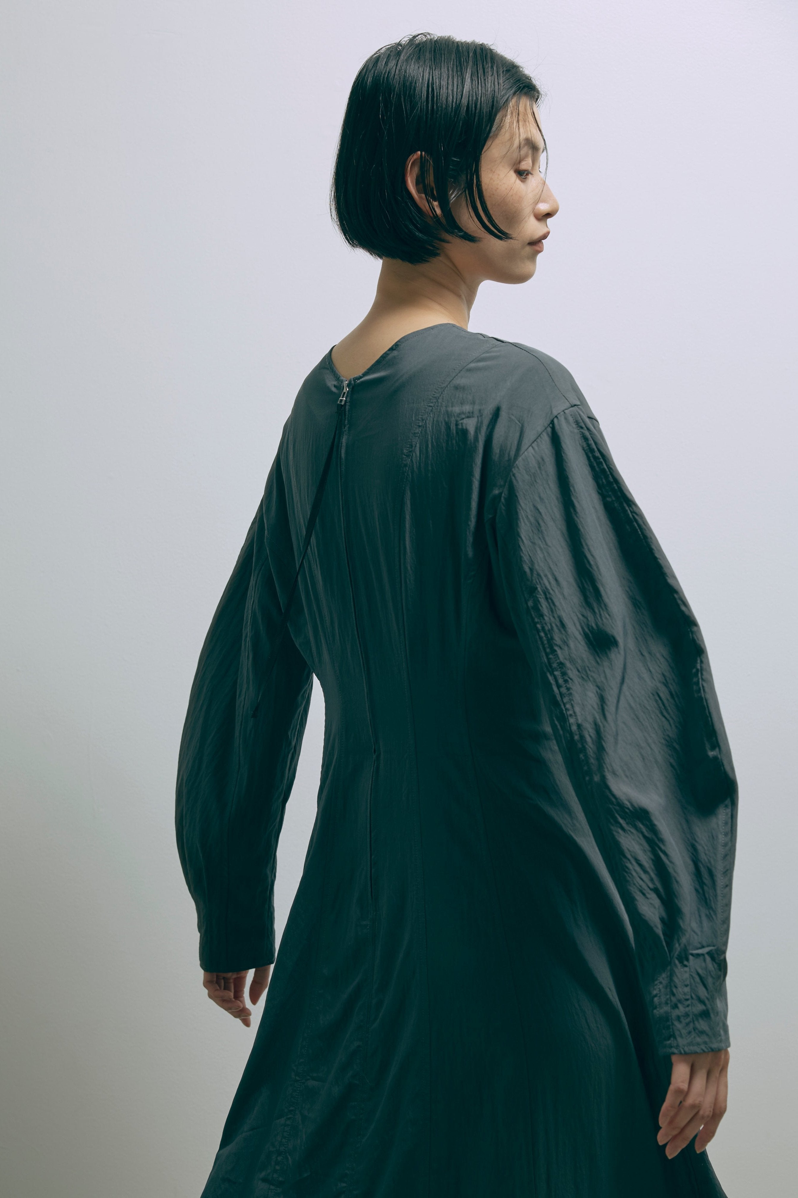 Volume Sleeve Soft Flare Dress
