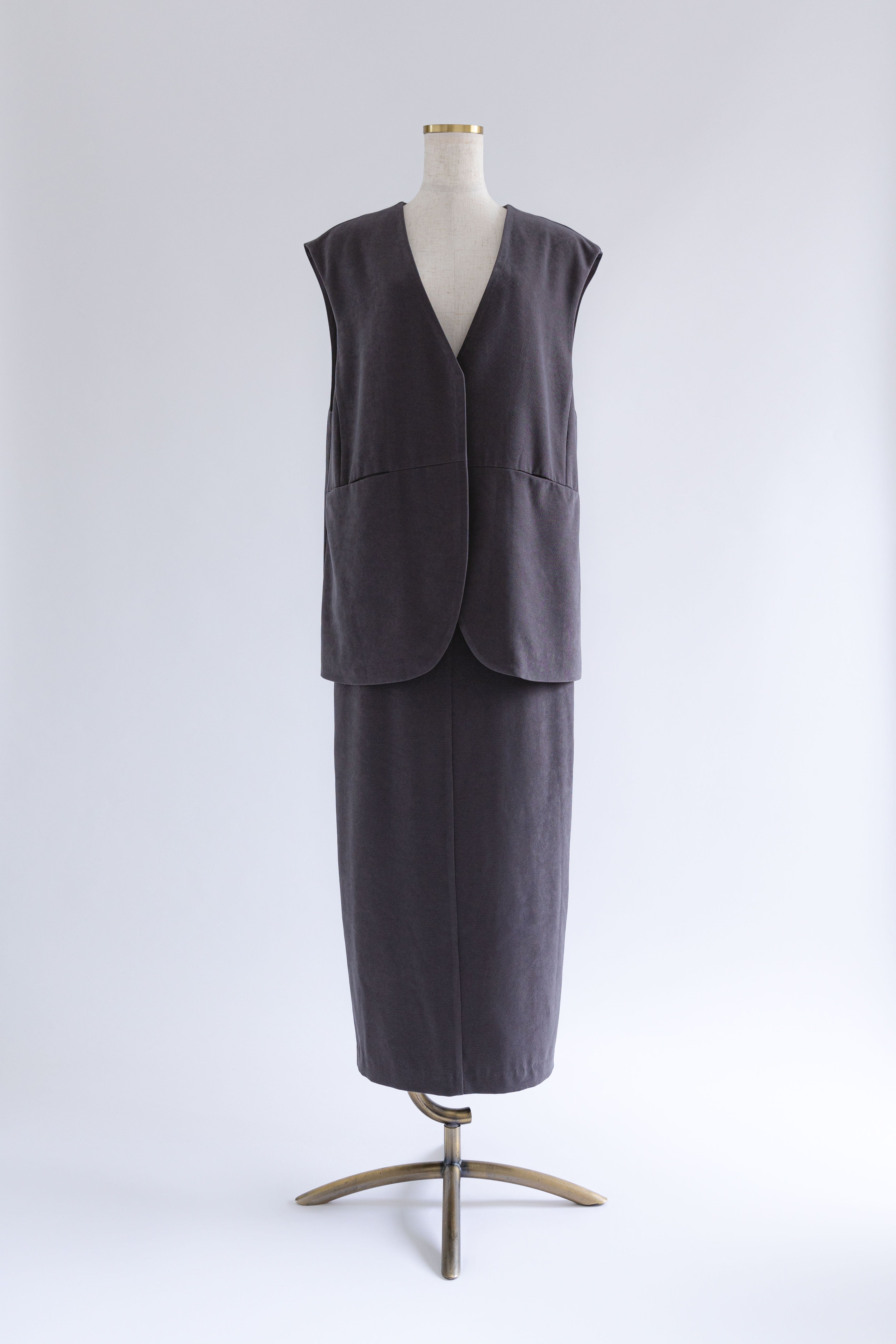 【Set Up】Faux Suede Straight Skirt