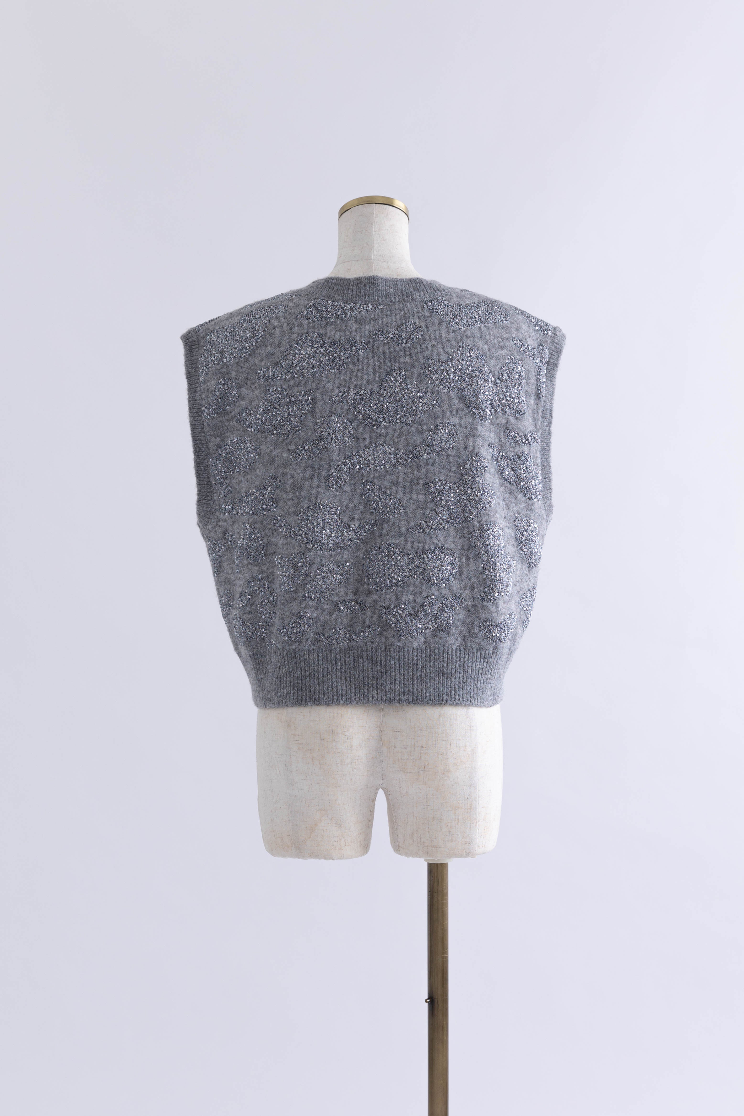 Sequin Jacquard Knit Vest