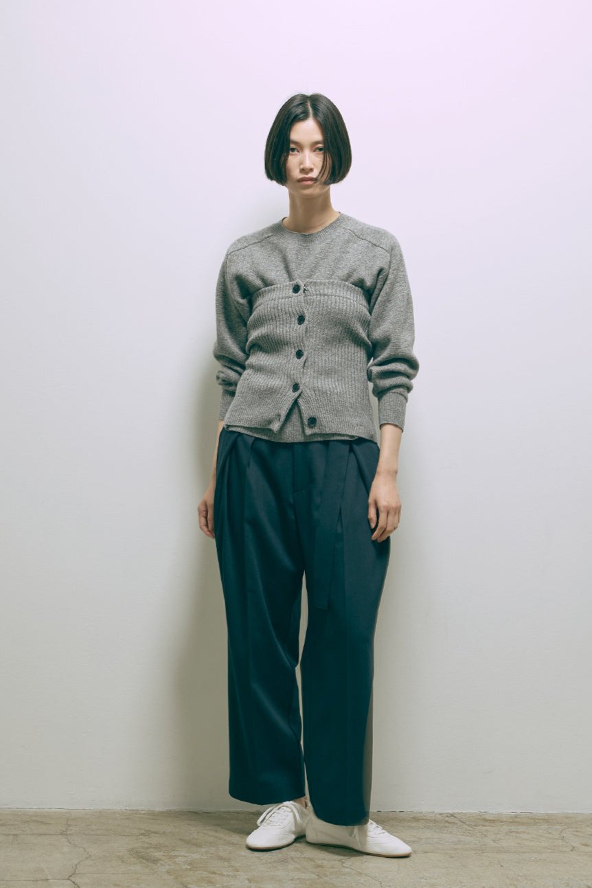 Crewneck Knit & Rib Knit Bustier Set