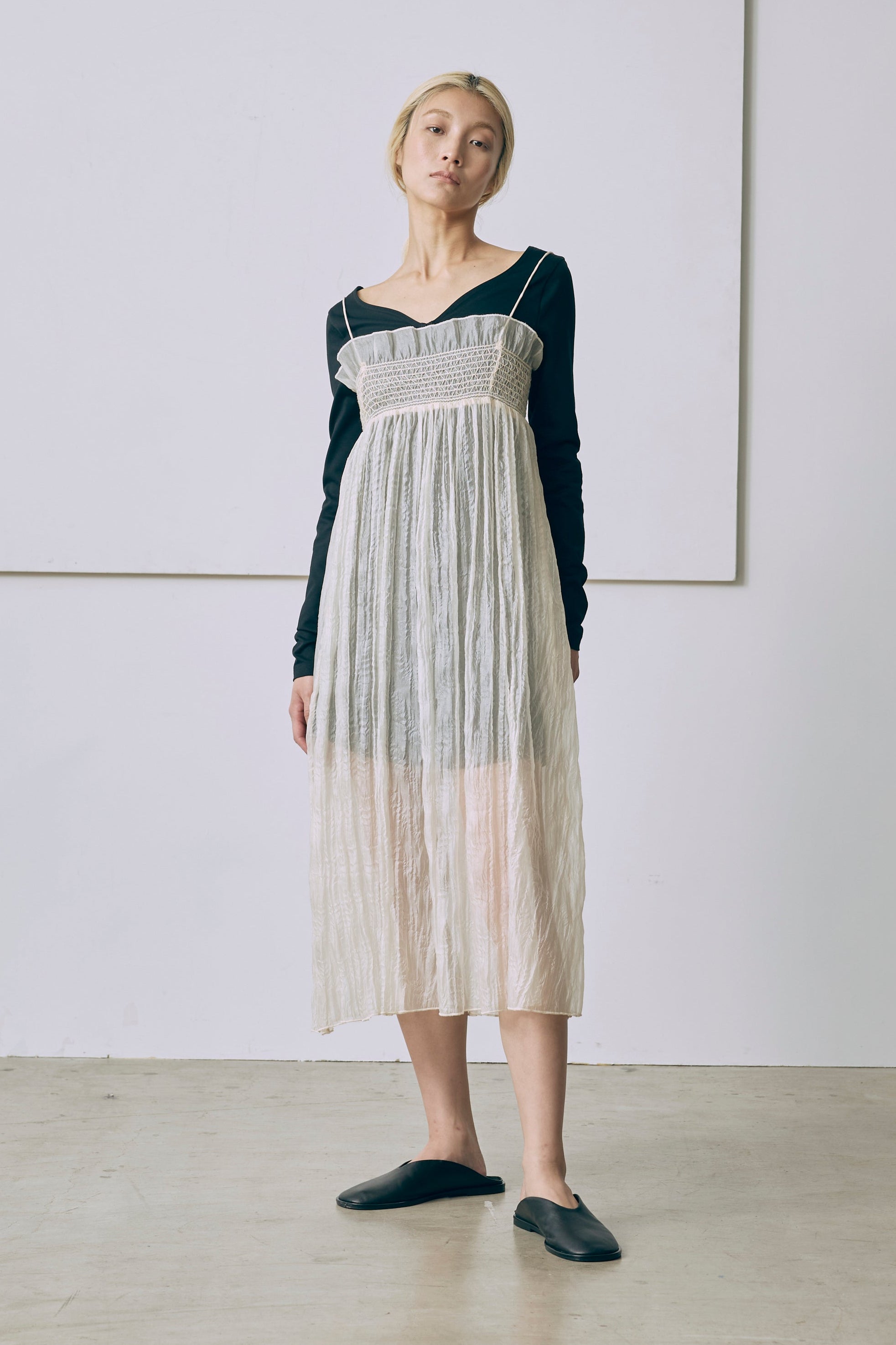 2Way Sheer Crinkled Skirt Dress