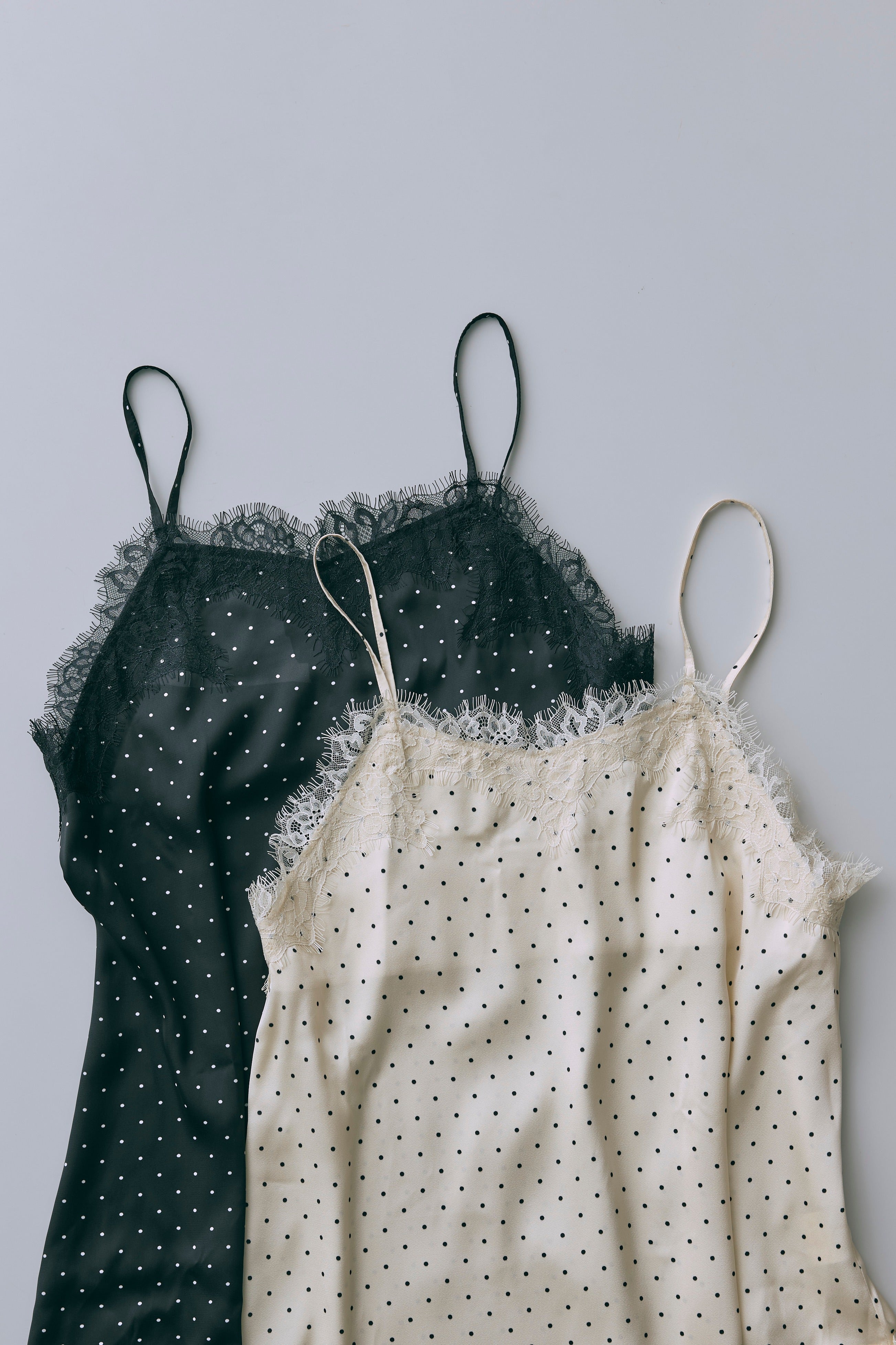 Polka Dot Satin Lace Cami Dress