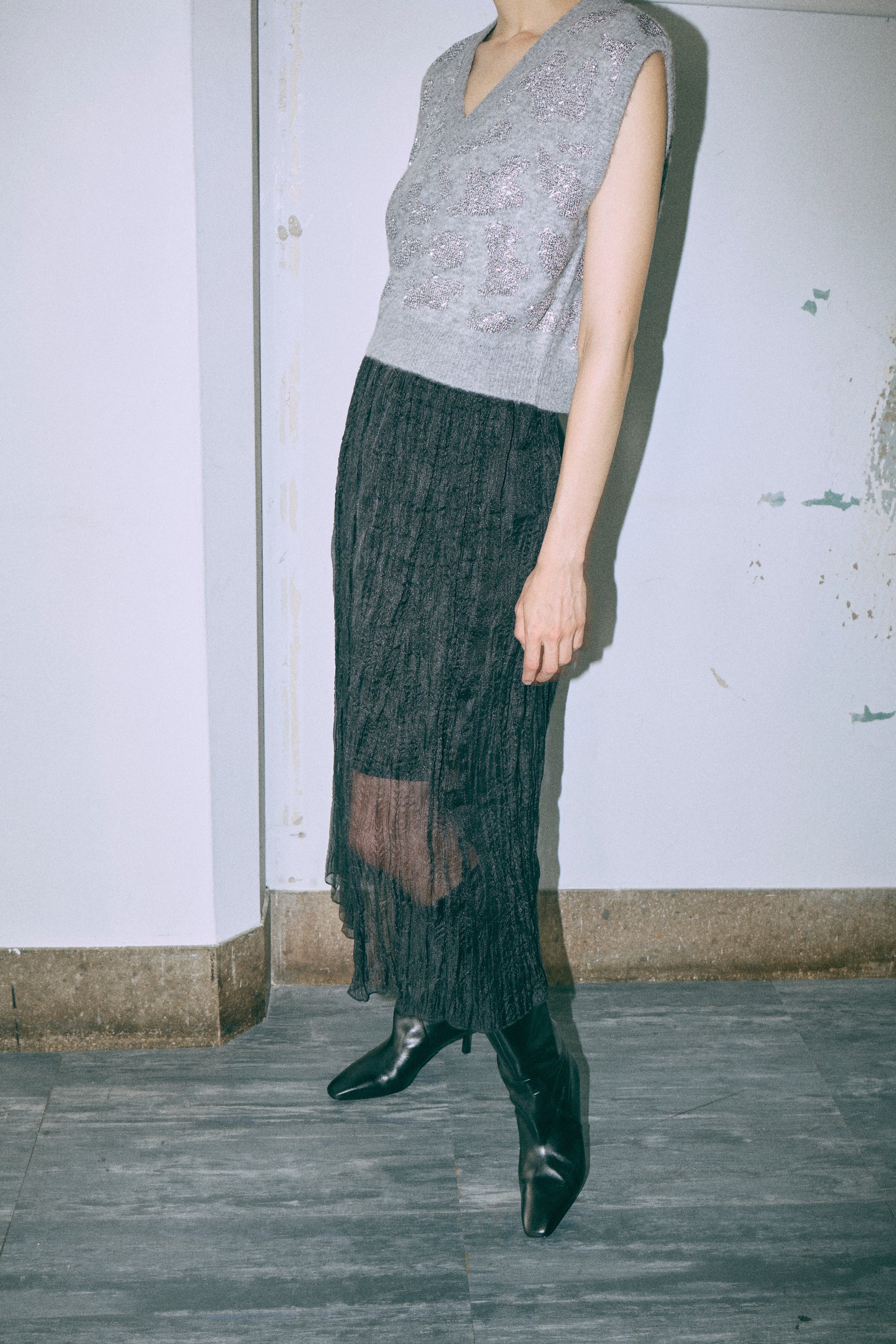 2Way Sheer Crinkled Skirt Dress