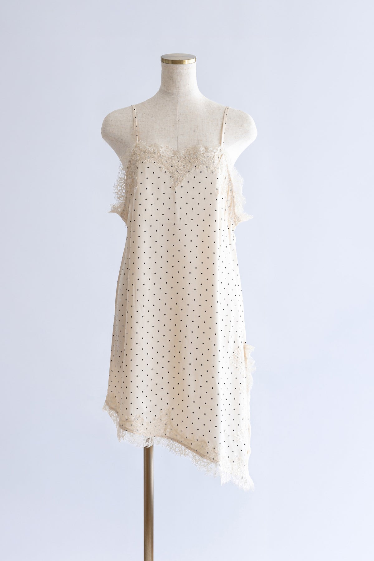 Polka Dot Satin Lace Cami Dress アイボリー