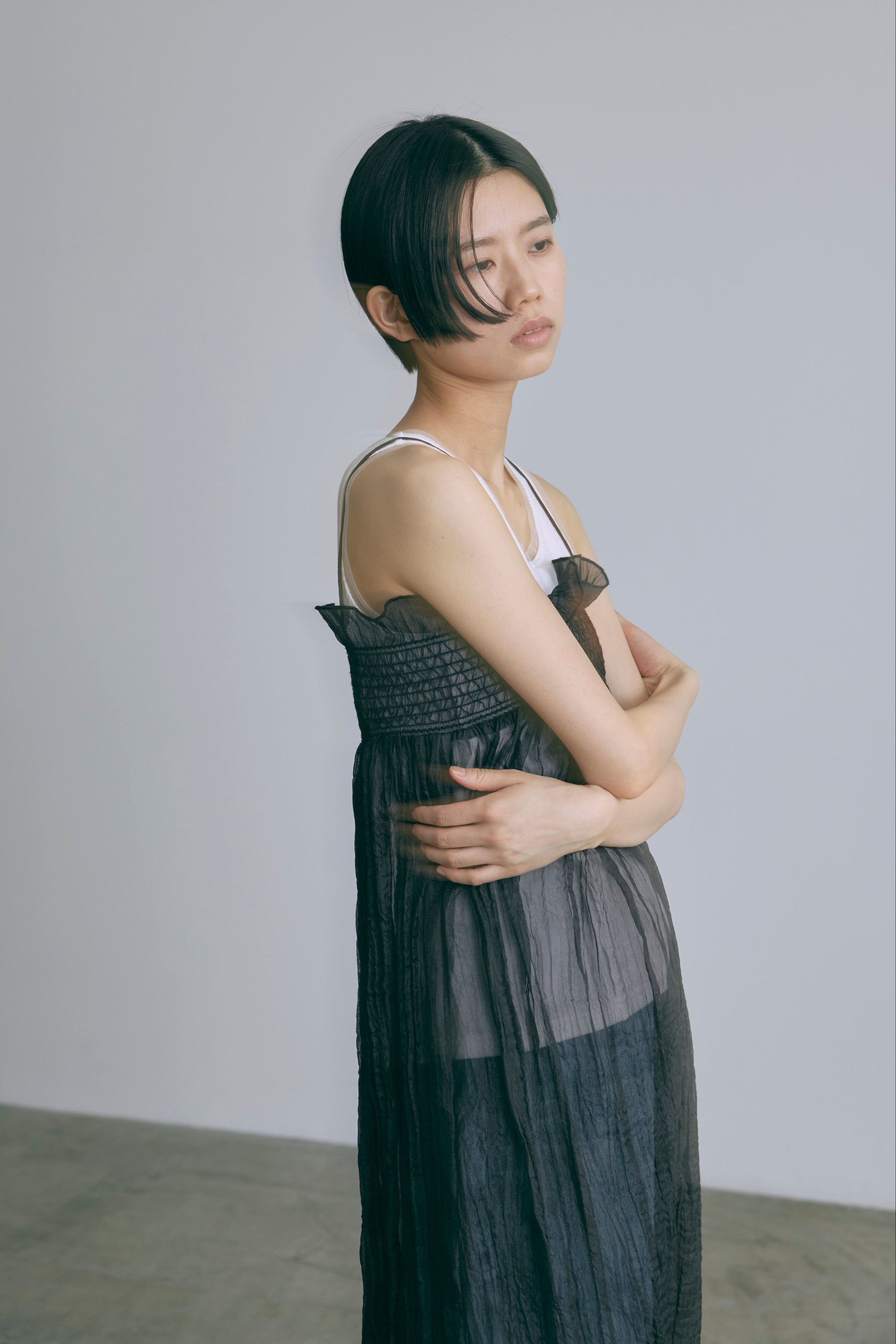 2Way Sheer Crinkled Skirt Dress