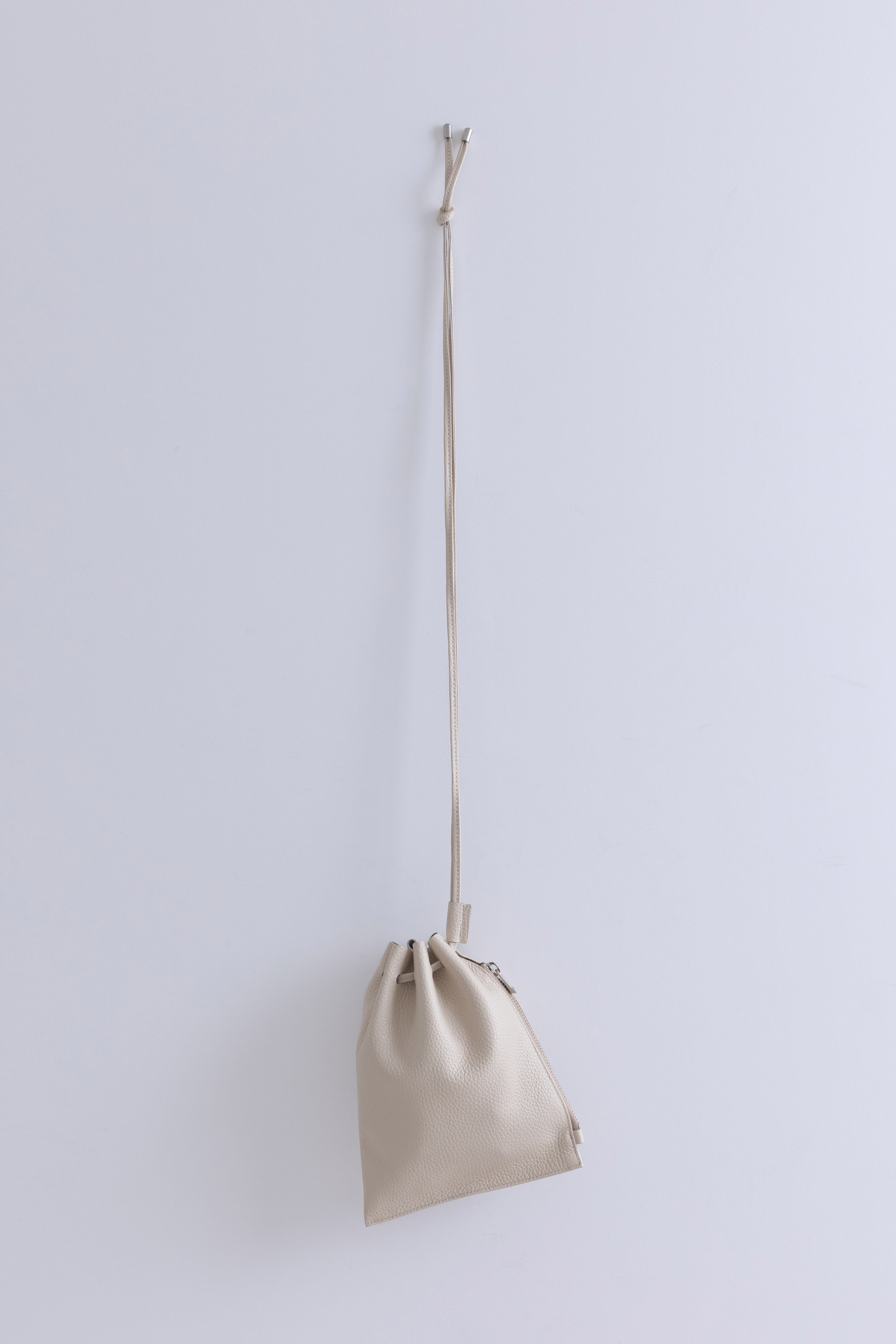 Leather Zip Drawstring Bag